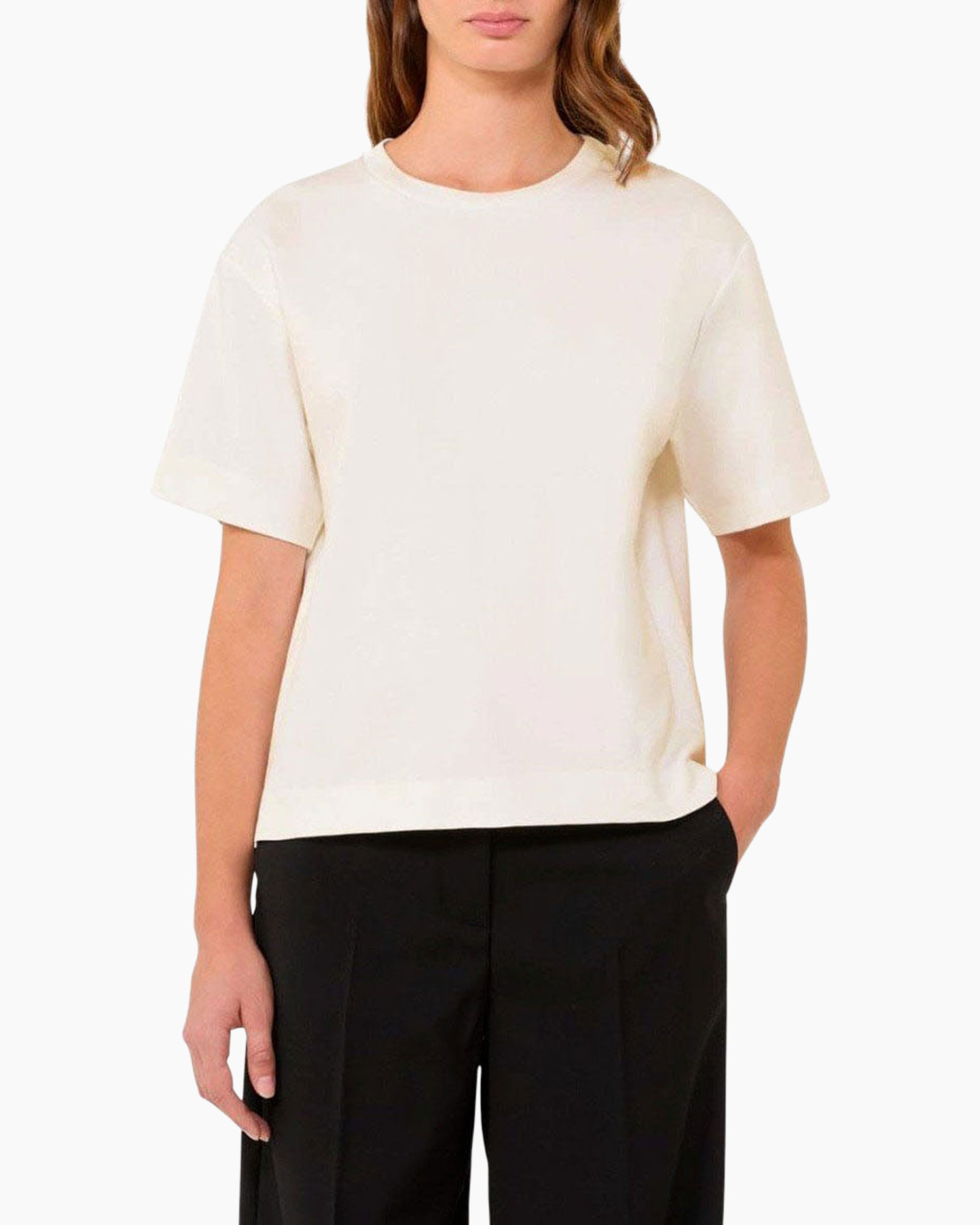 korte mouw, rokkensnit?, wit, t-shirt, los vallend