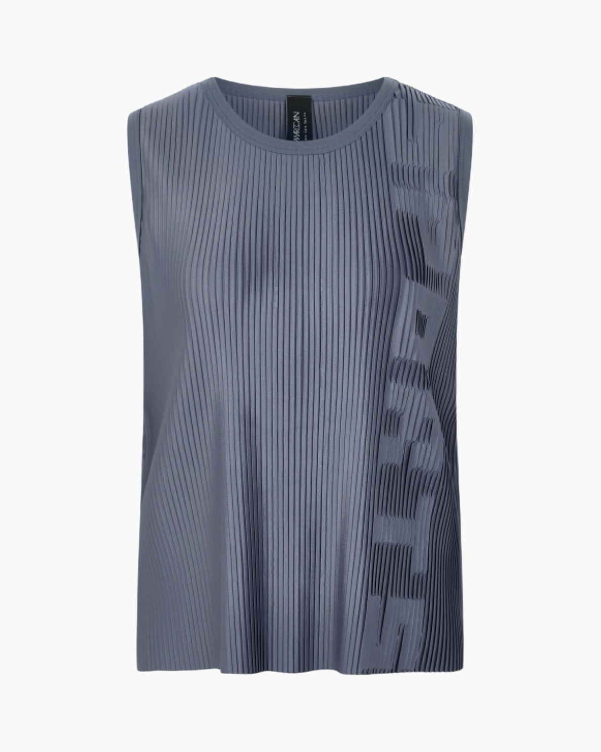 tanktop, mouwloos, plissé, grijs, patroon