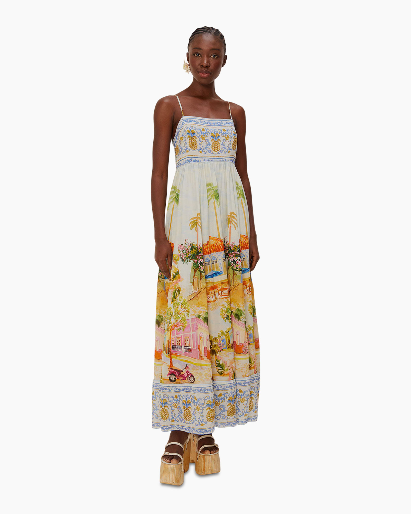 Maxi Jurk Aracati Multicolor Wit dessin
