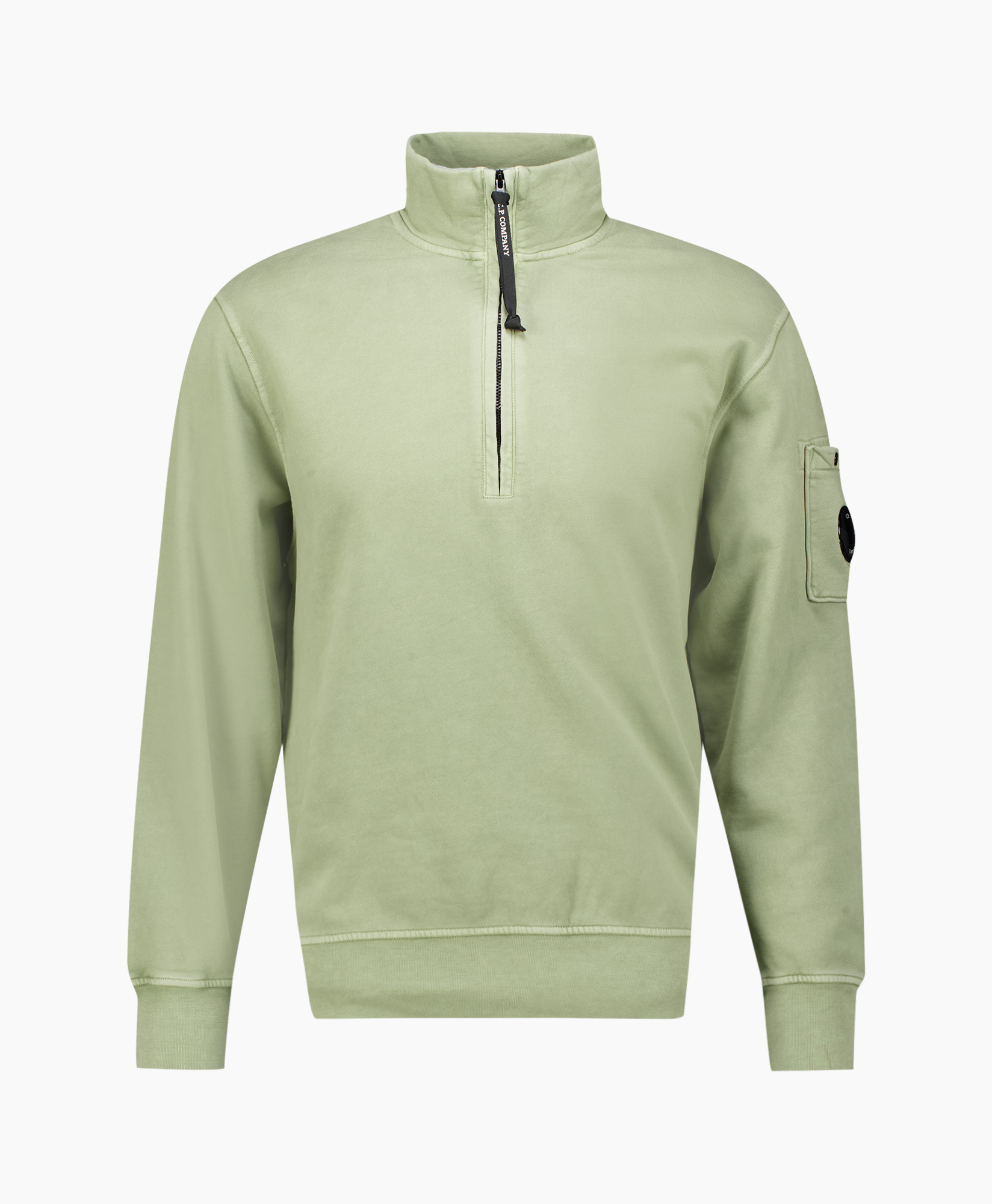 Sweater Brushed Emerized Diagonal Fleece 1/4 Zip Groen