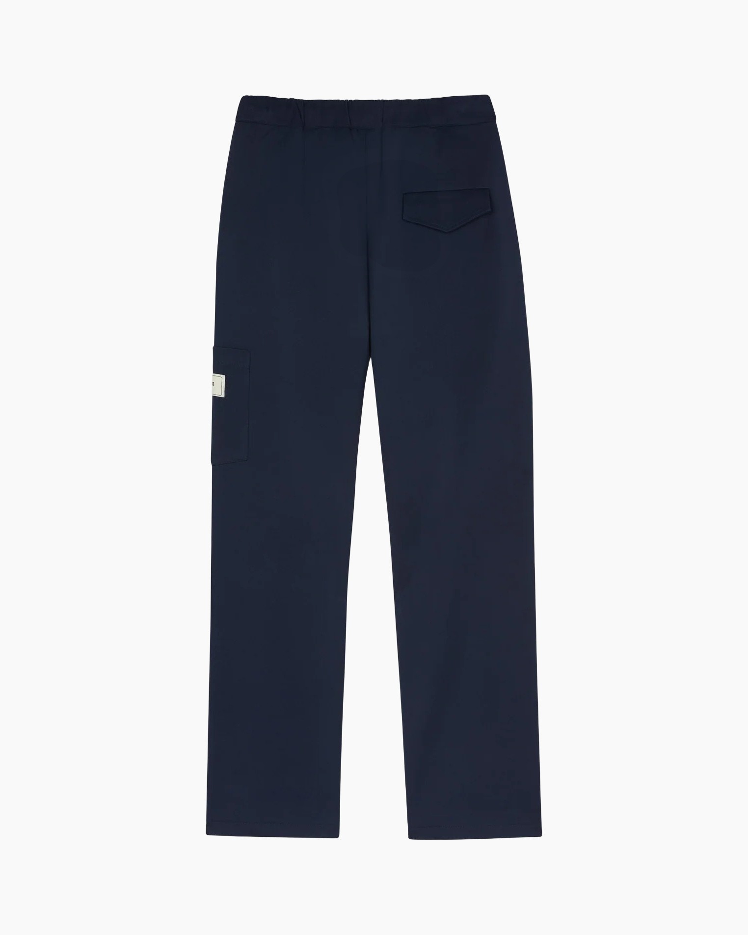 broek, cargo zak, navy/blauw, achterzak, elastische taille