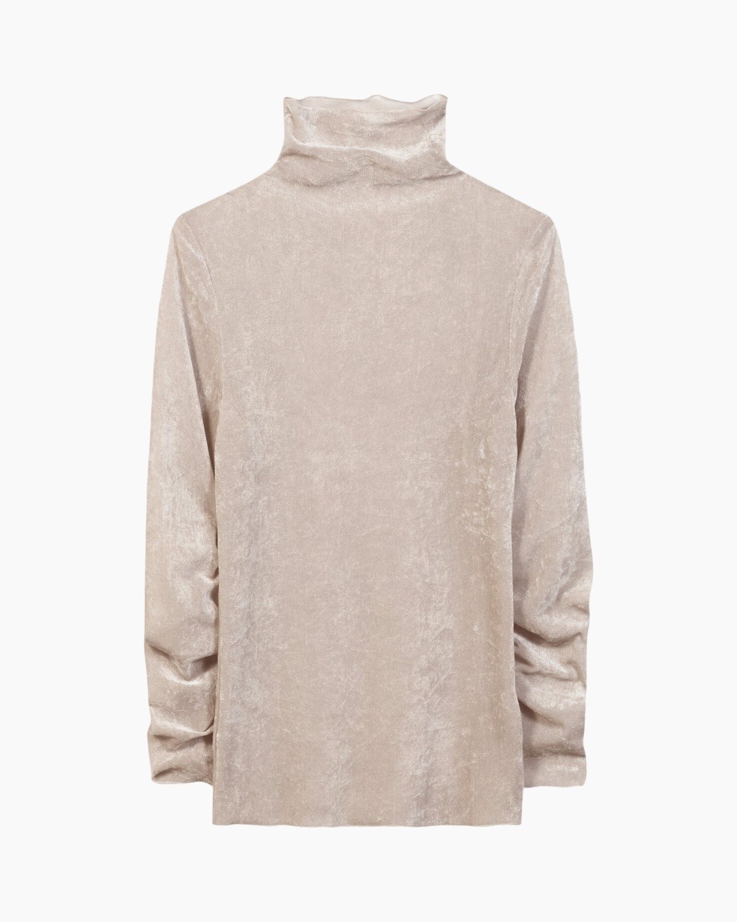 rolkraag, fluweel, beige, langeremouw, top