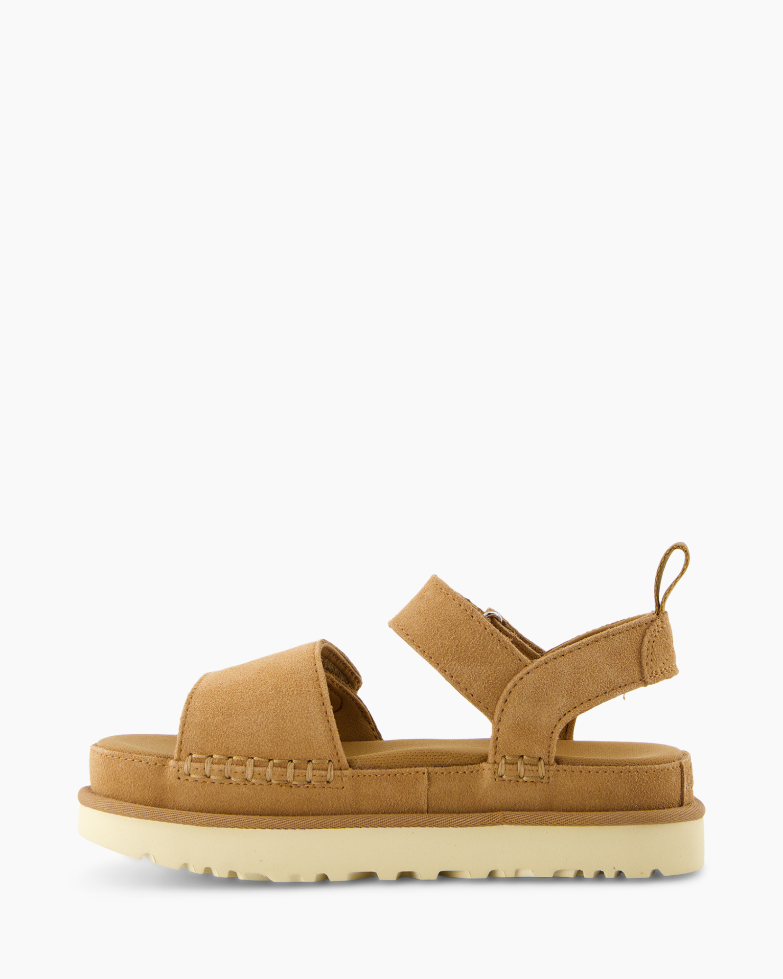 sandalen, bandjes, suede, tan, klittenband