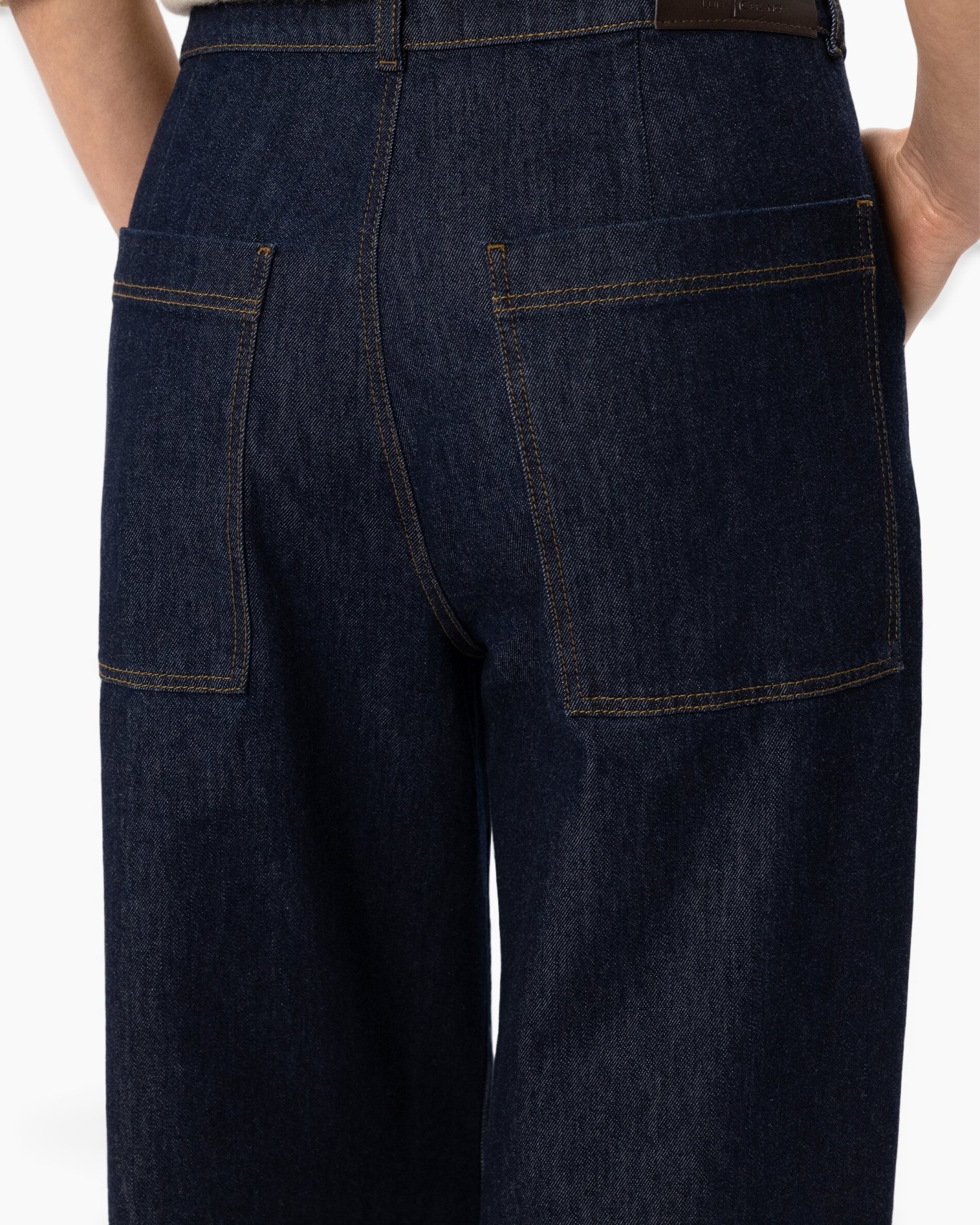 spijkerbroek, denim, achterzak, blauw, stiksel