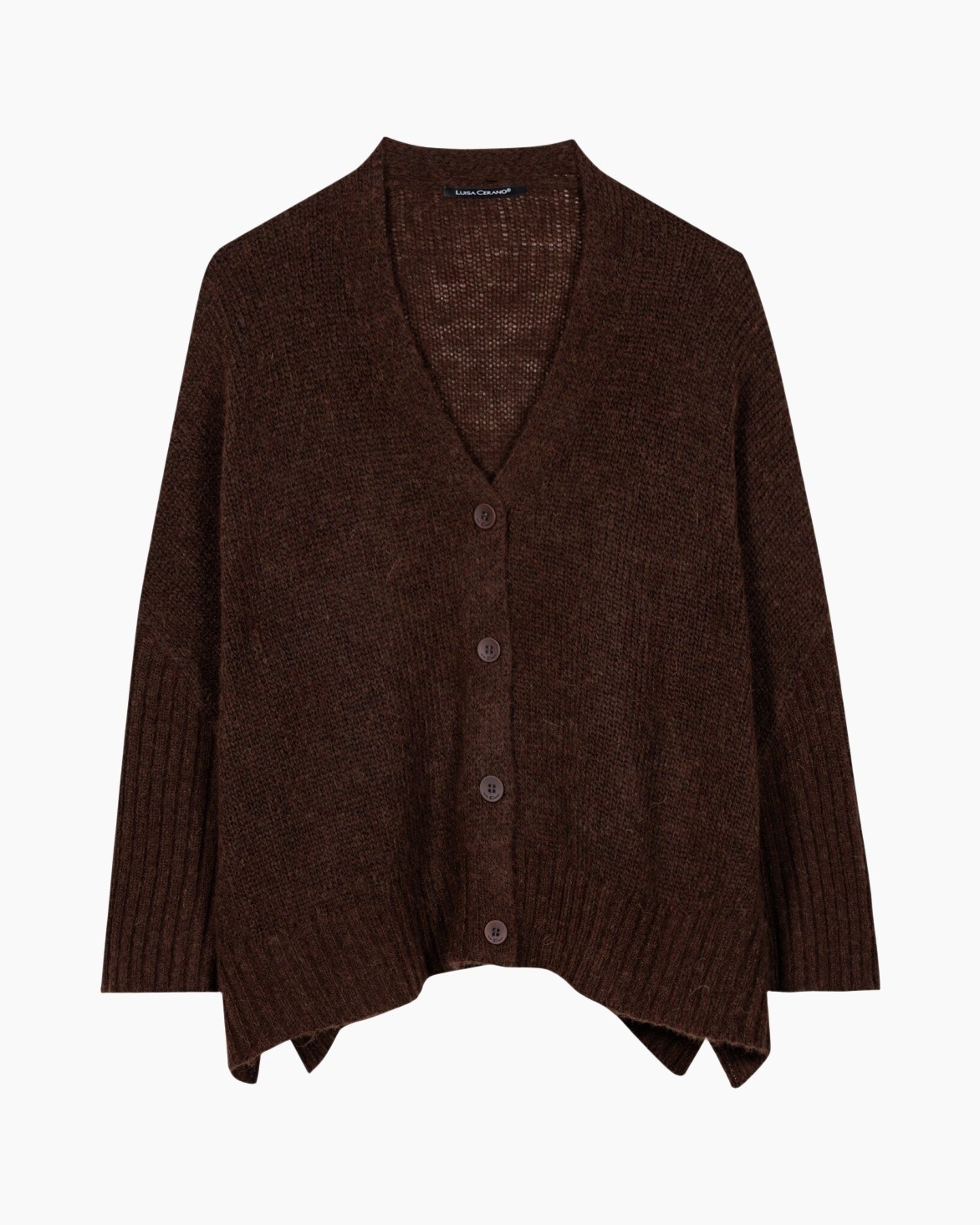 vest/cardigan, gebreid, bruin, knopen, casual