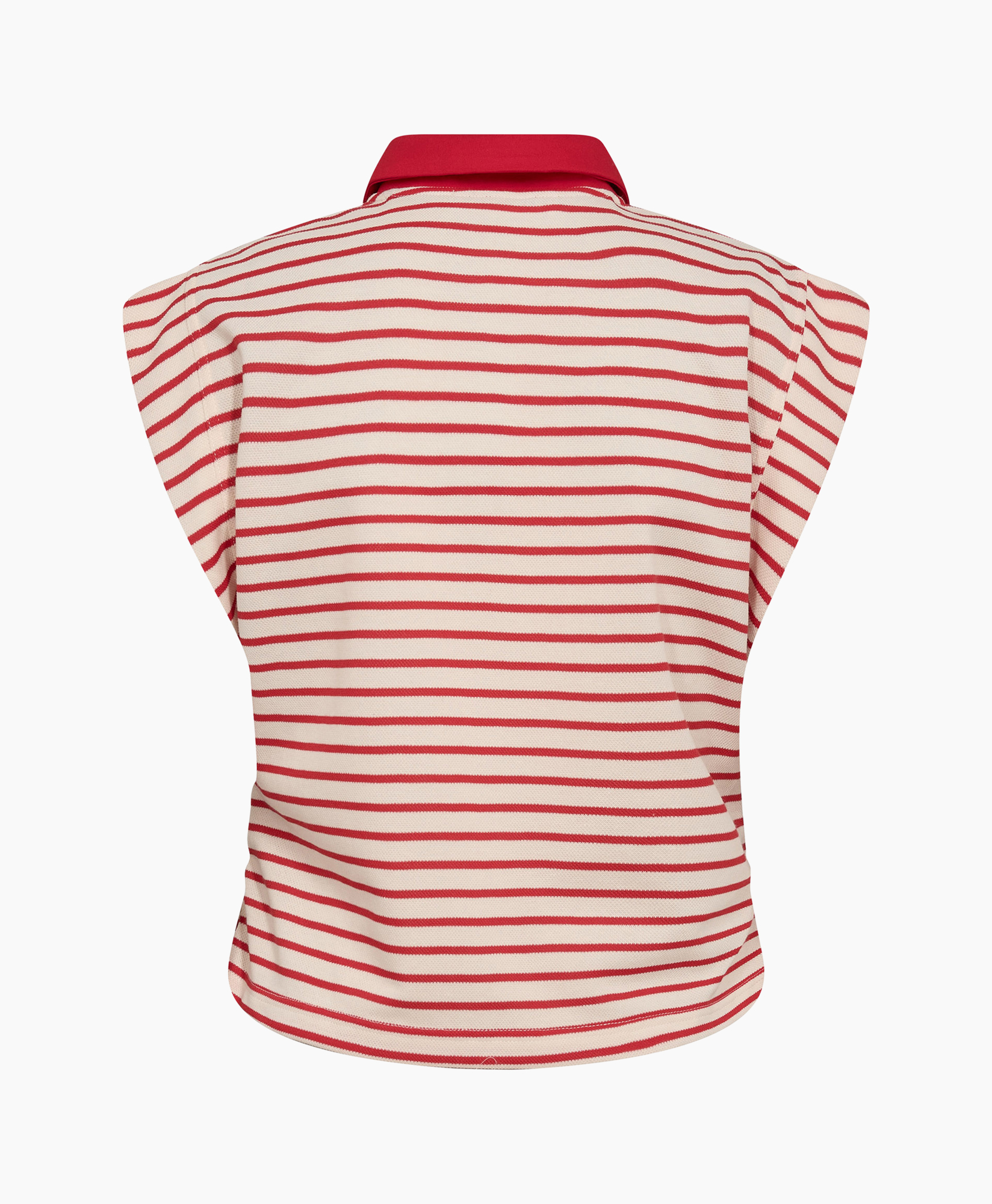 gestreept, poloshirt, mouwloos, rood, tunik