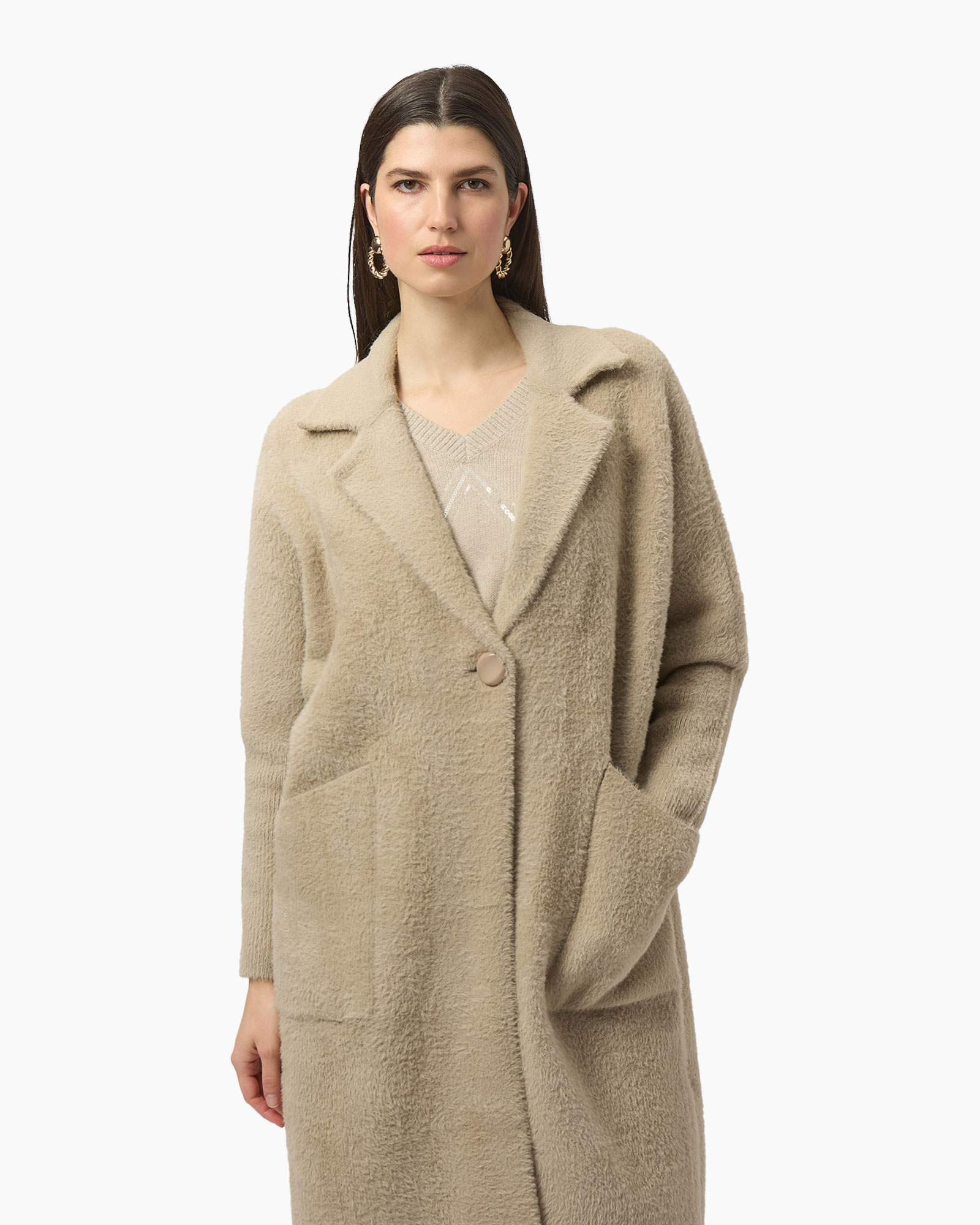 Wollen Jas Fluffy Beige