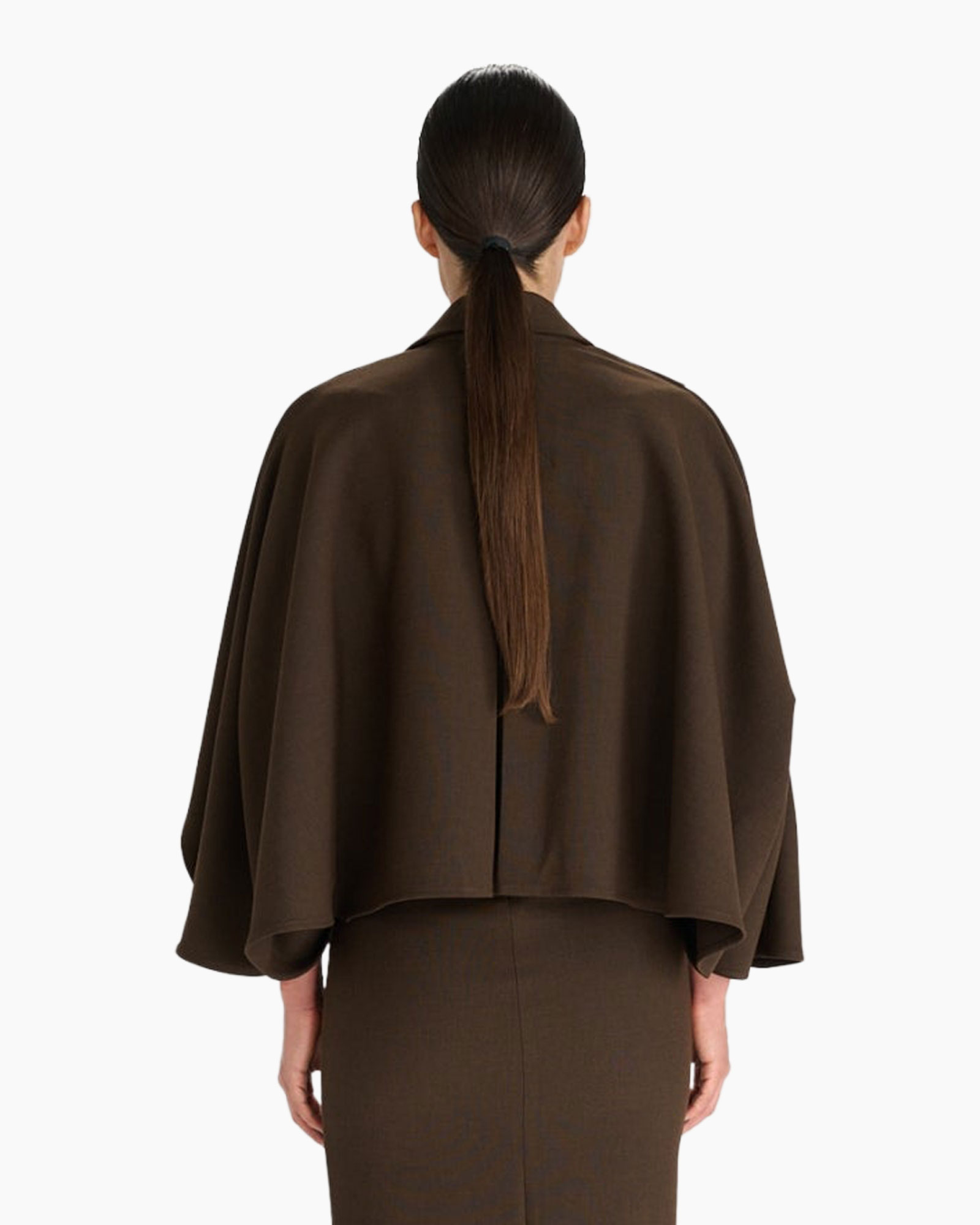 cape, jas, bruin, gelaagde, wijdere mouwen