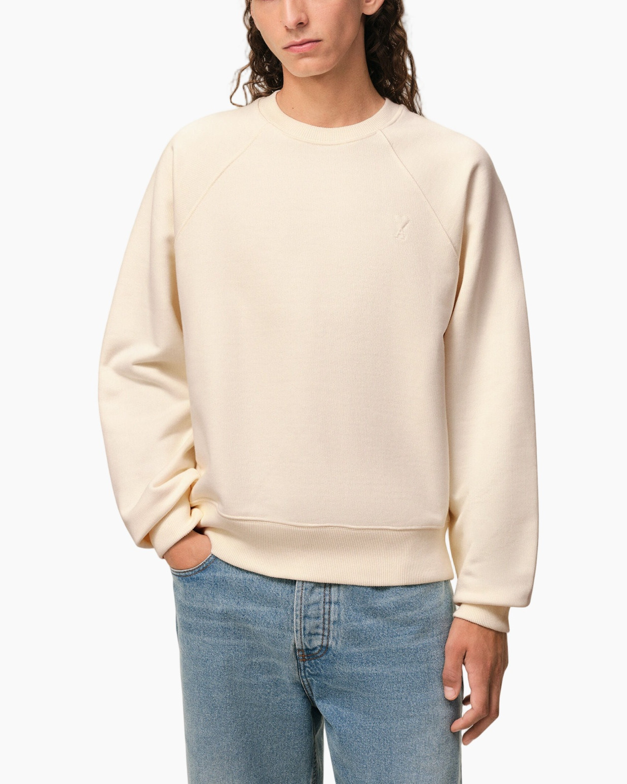 sweatshirt, crewneck, raglan, beige, long-sleeve
