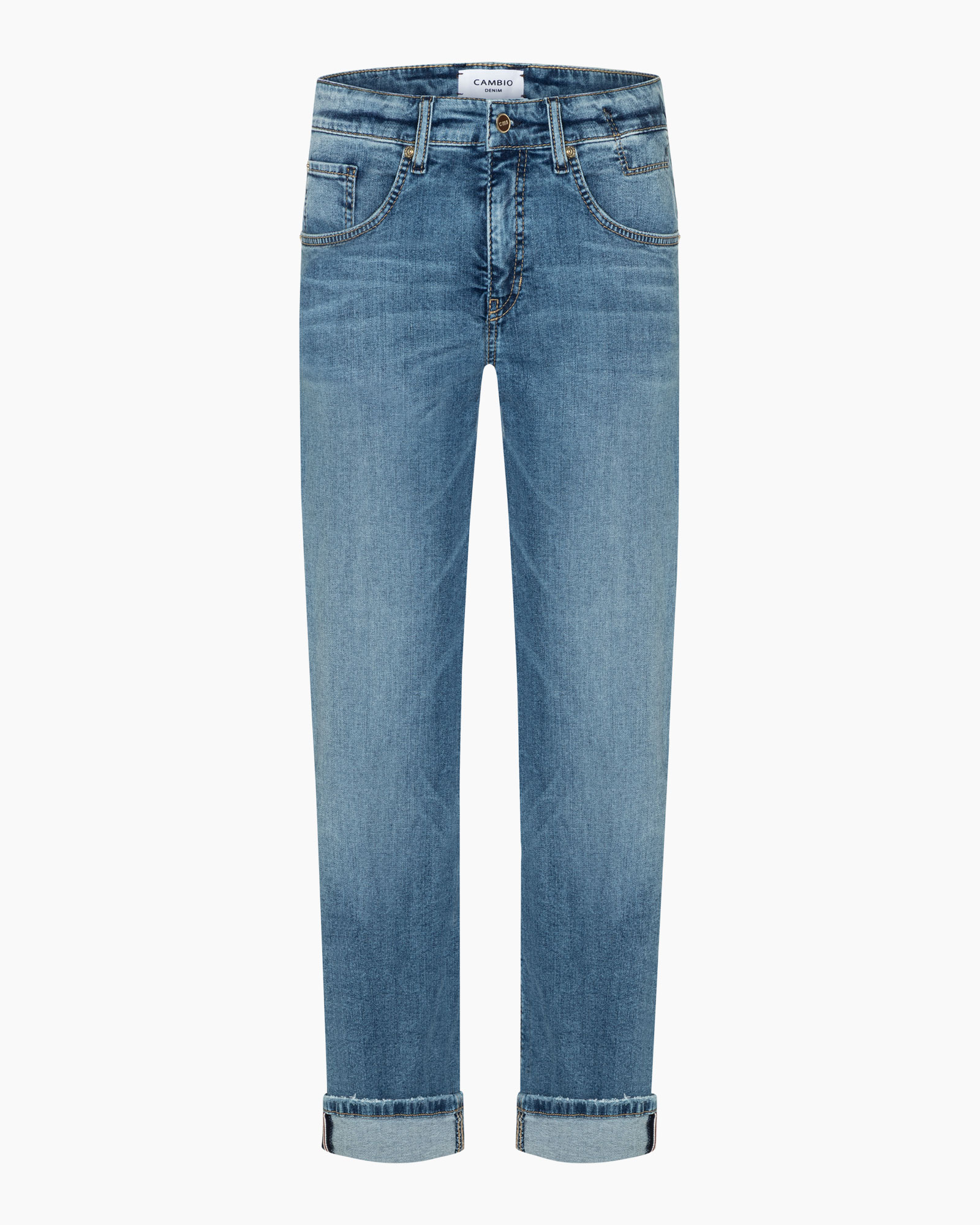 jeans, denim, blue, cropped cuff, front pockets