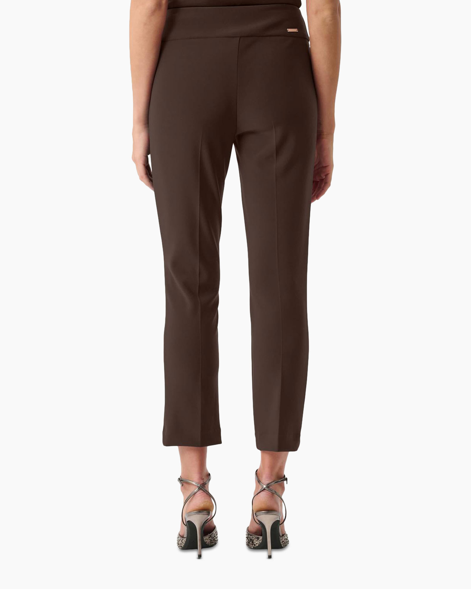 broek, pak, bruin, enkellengrootte, hakken
