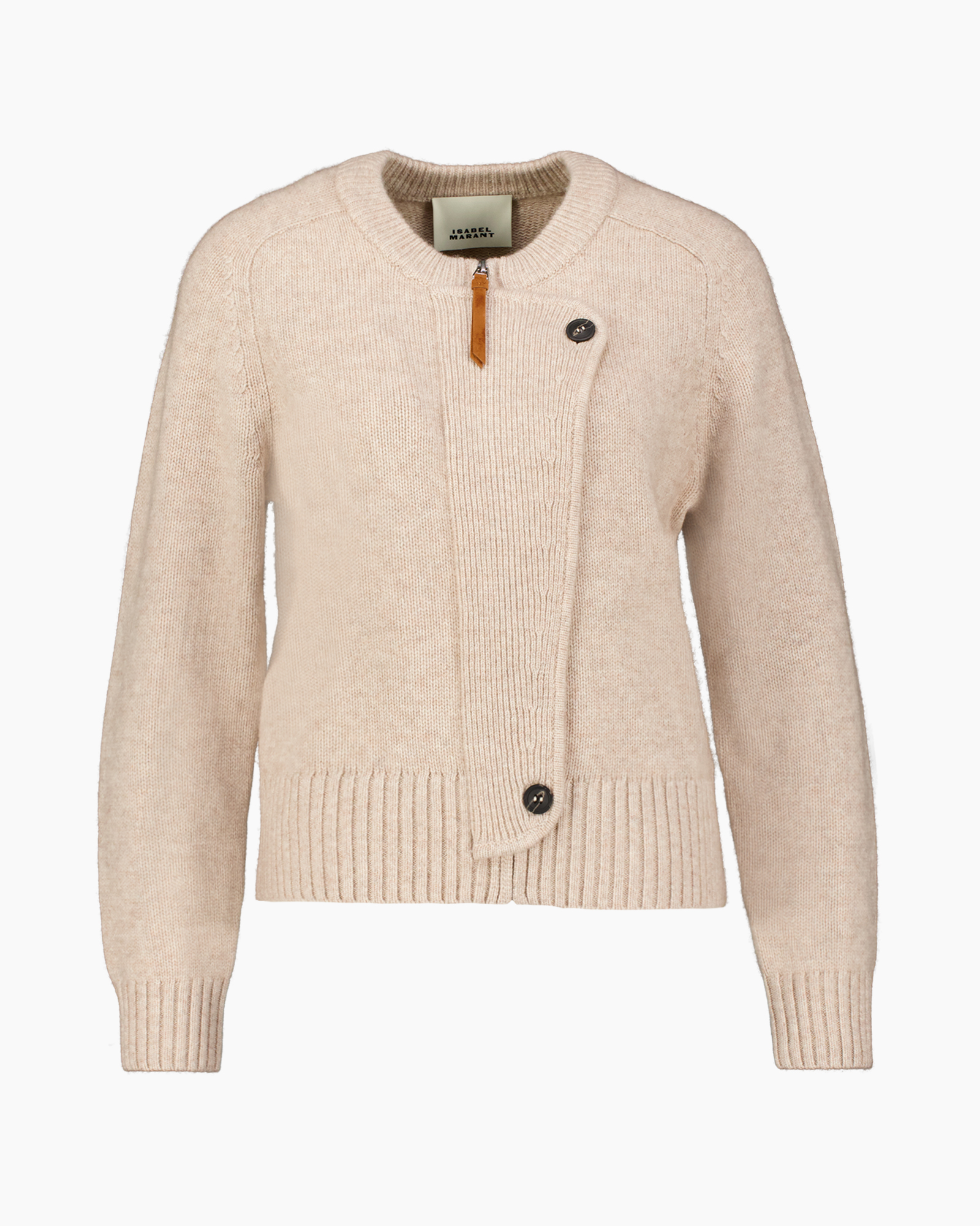 vest cardigan, beige, gebreide, knopen, rond hals