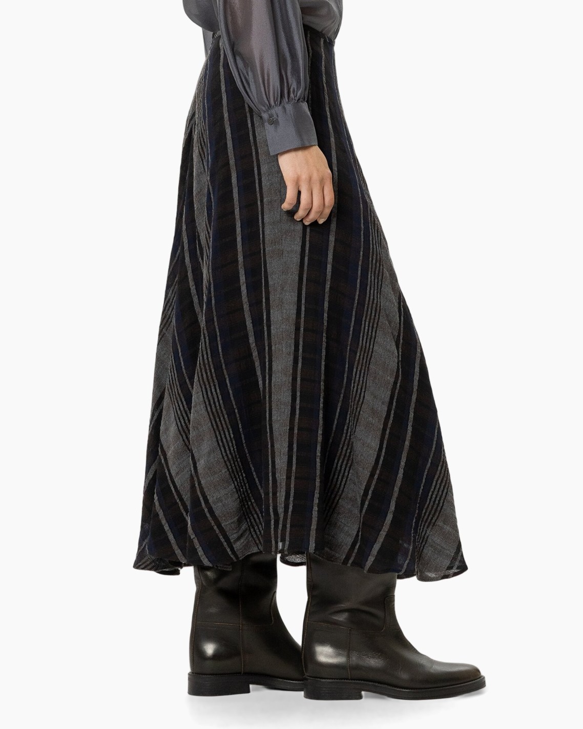 enkellaarzen, knee-high?, zwart, leer, rok/roklengte