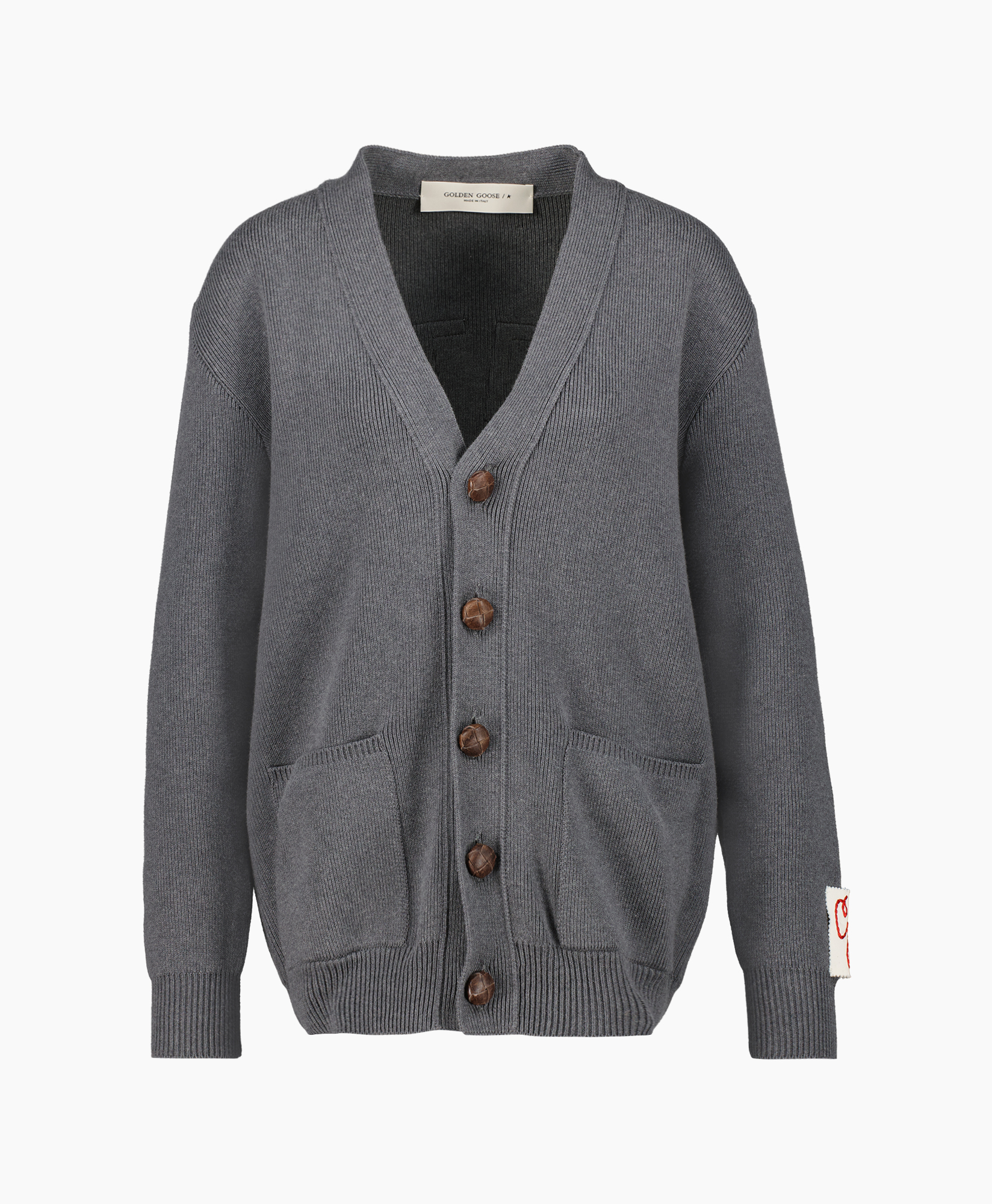 Golden Goose Vest Golden M Knit Cardigan Cotton Wi Donker Grijs
