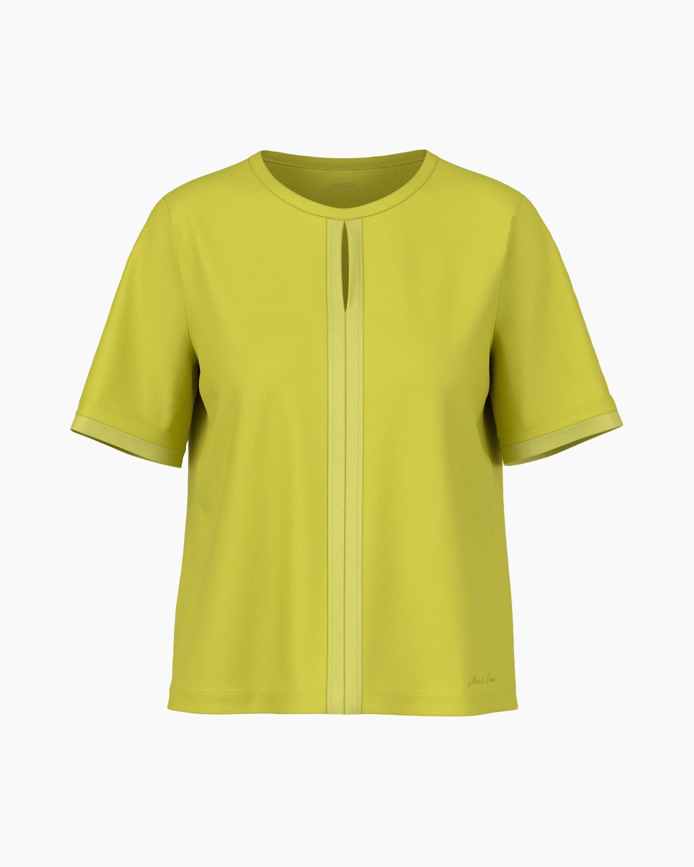t-shirt, korte mouwen, limegroen, voorste knoopsluiting, effen kleur