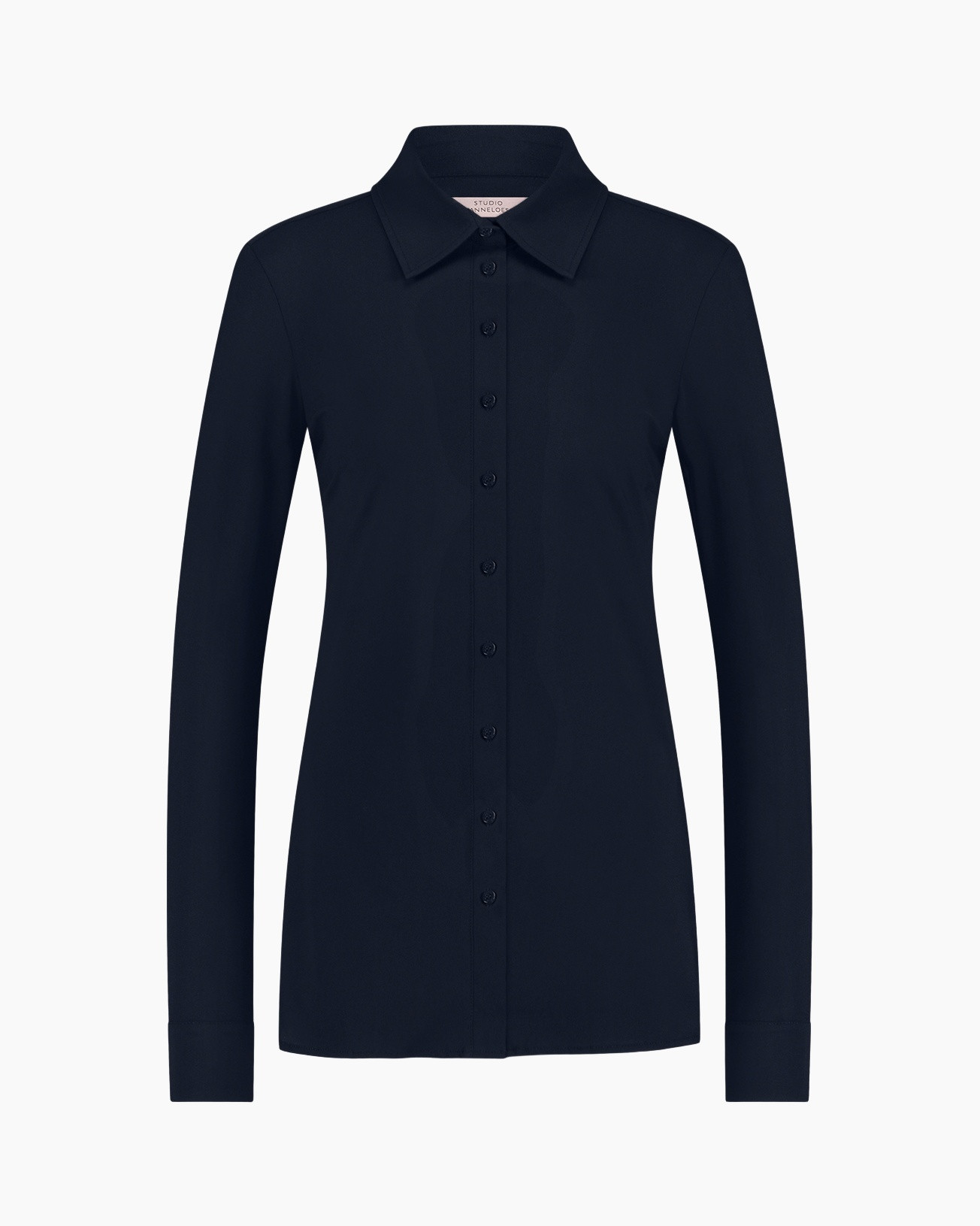 hemd, knopen-down, kraag, lange mouwen, marineblauw