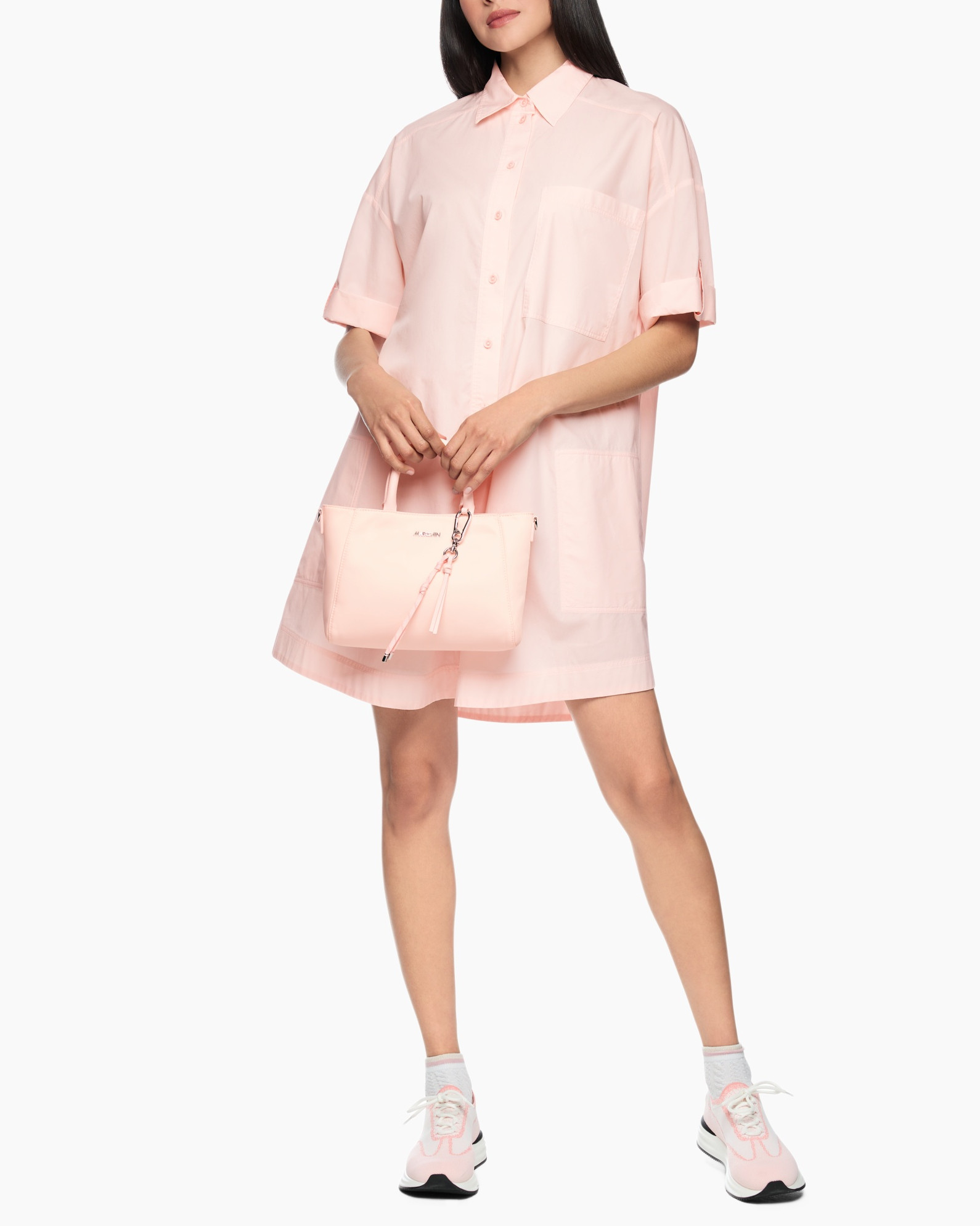 jurk, shirtjurk, roze, losvallend, zakken