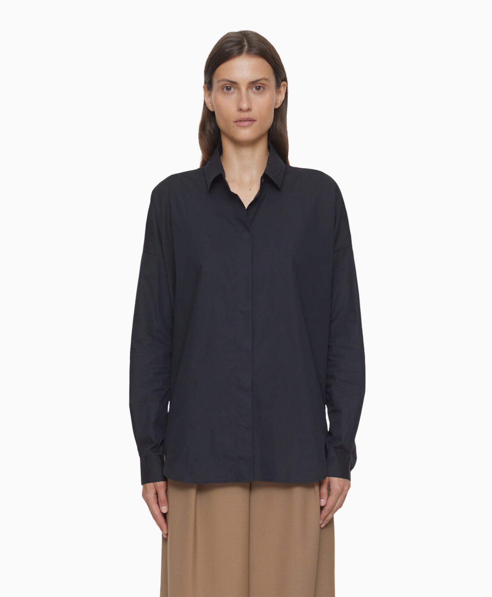 Closed Blouse Dropped Shoulder Blouse Zwart