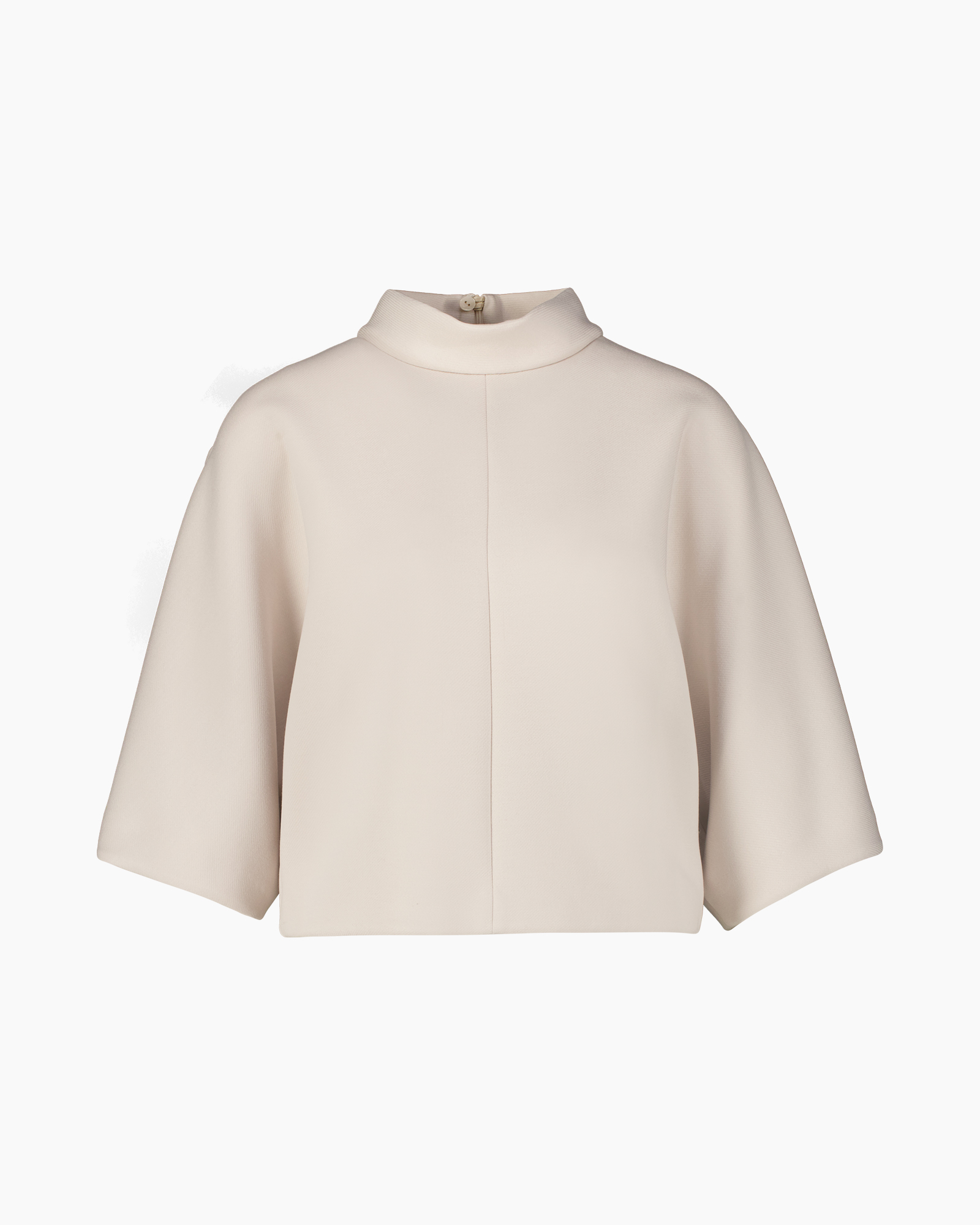 top, blouse, beige, kraagloze, korte mouwen