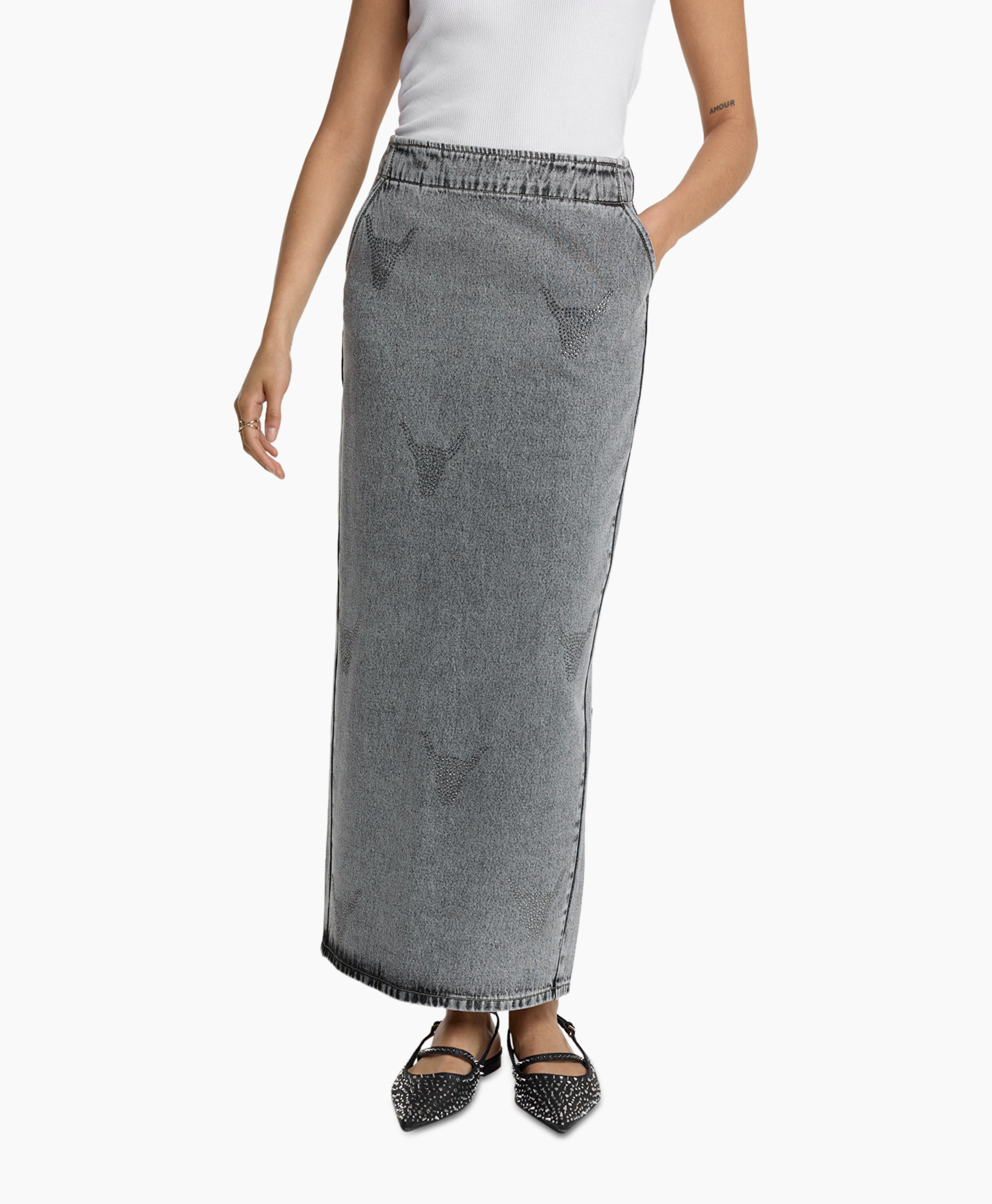 Midi Rok Woven Strass Bull Grijs