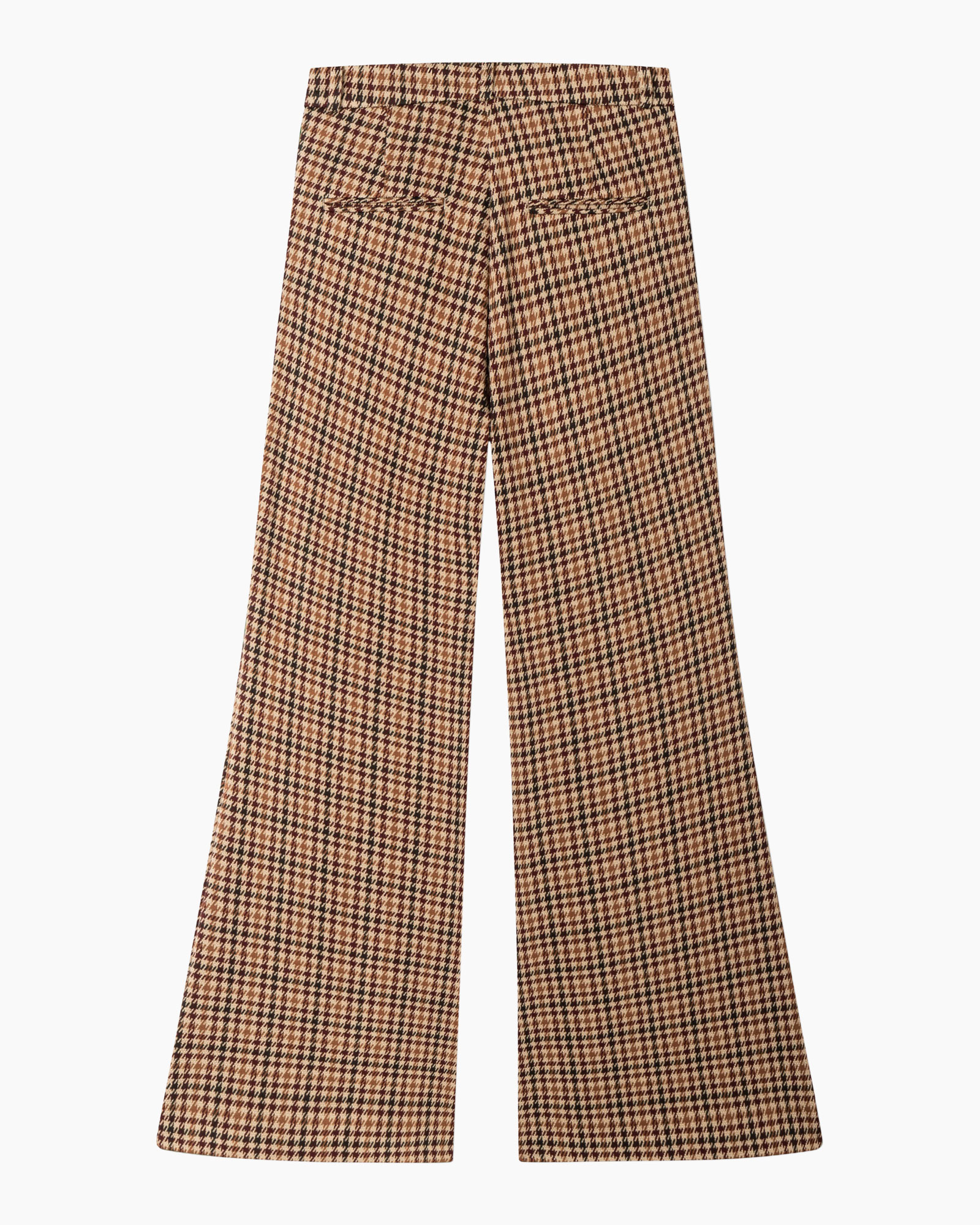 broeken, broek, bruin, hertenmut, wijd uitlopende