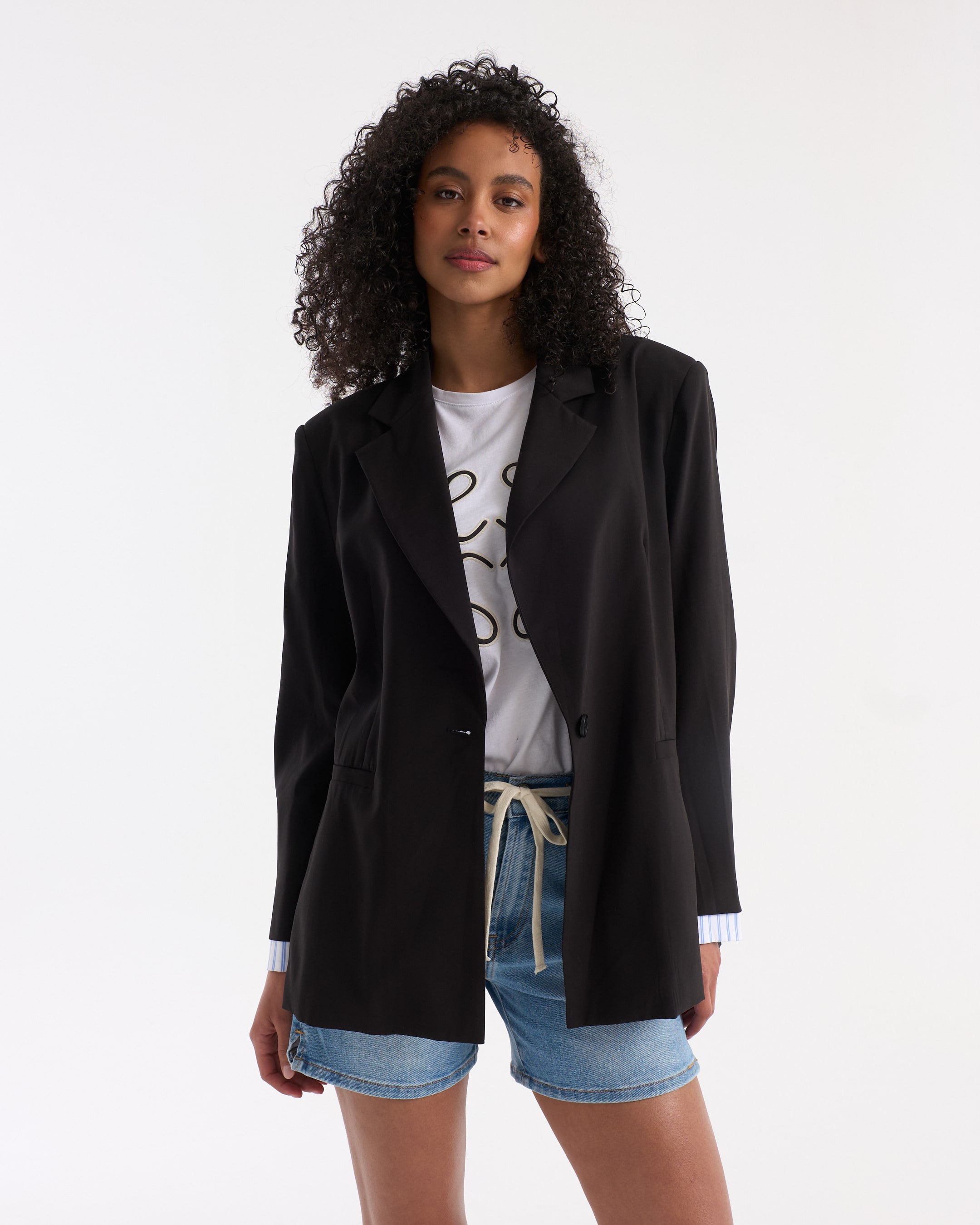 blazer, black, jacket, long-sleeve, pockets