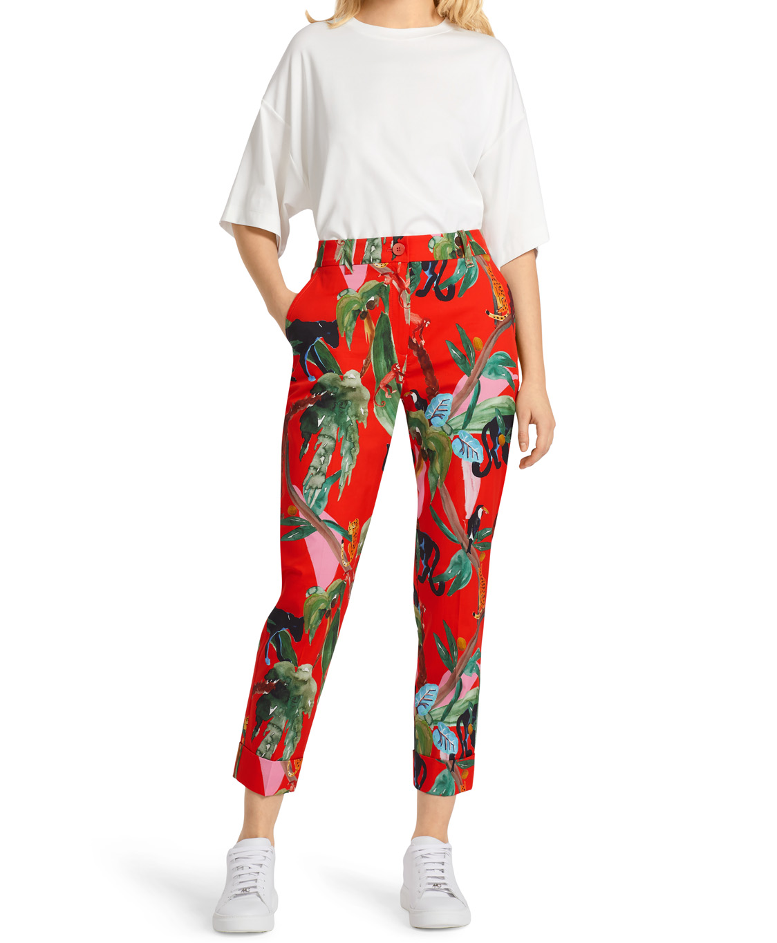 Marc Cain Pants Broek Up 81.05 W52 midden rood
