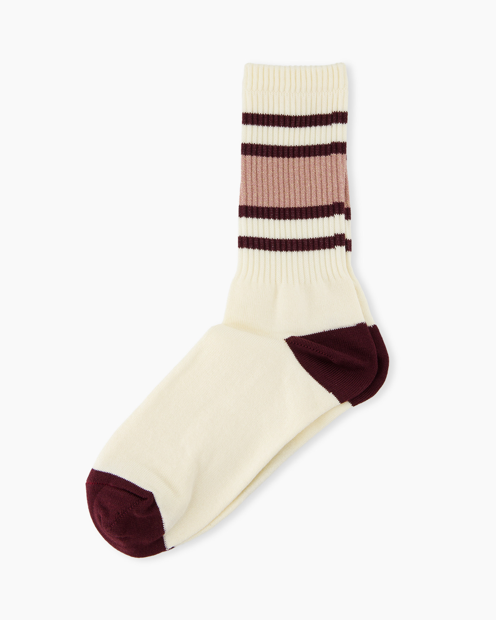 kousen, kruipkousen, gestreept, middellange, creme, bordeaux
