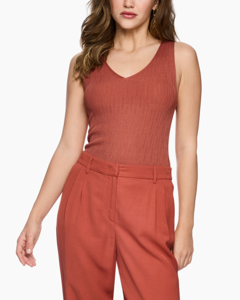 tanktop, ribbed, mouwloos, jastongkleur, twillbroeken