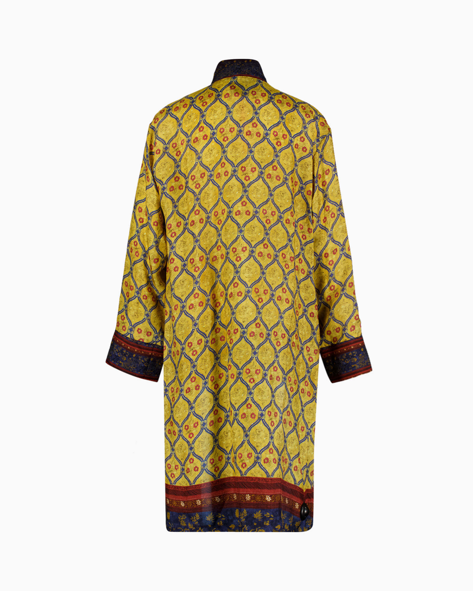 jas, kimono, patroon, geel, lang