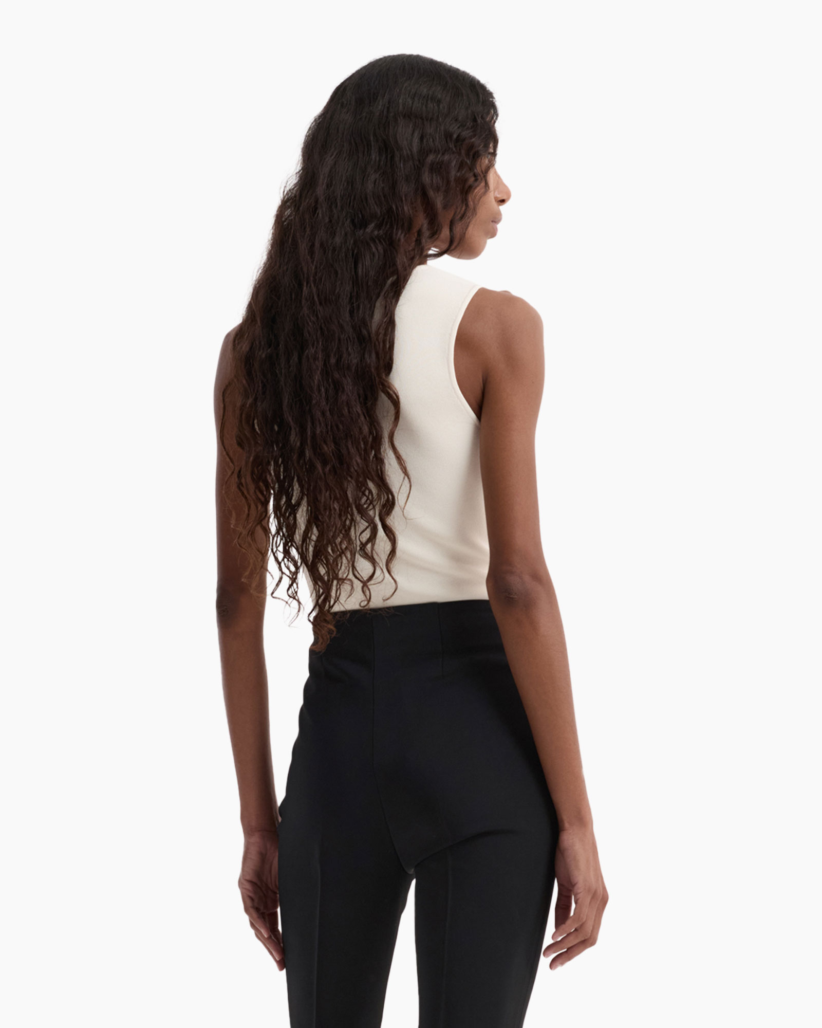 tanktop, mouwloos, crème, katoenen, lichaamsvormend