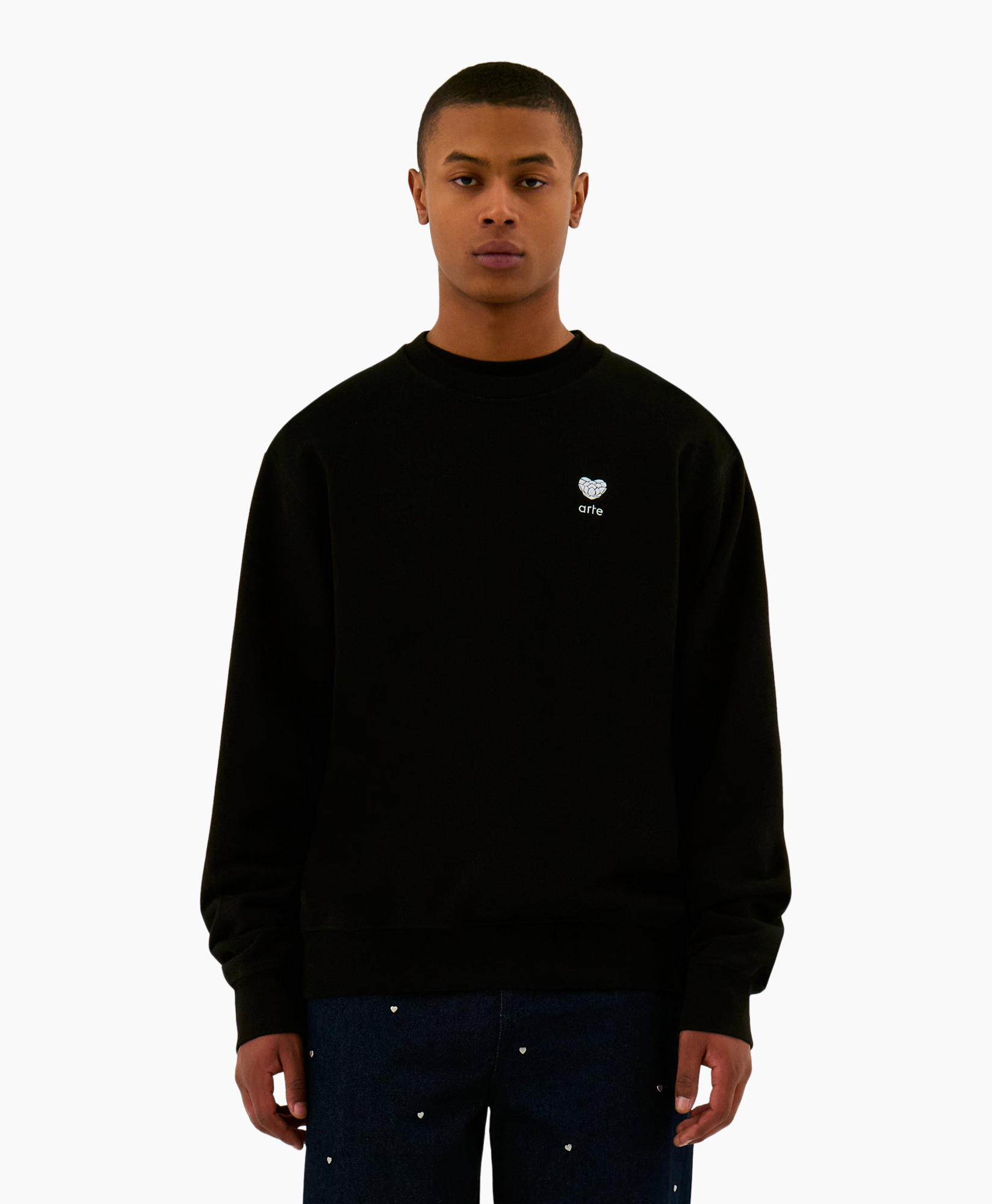 Sweater Heart Flower Logo Crewneck Zwart