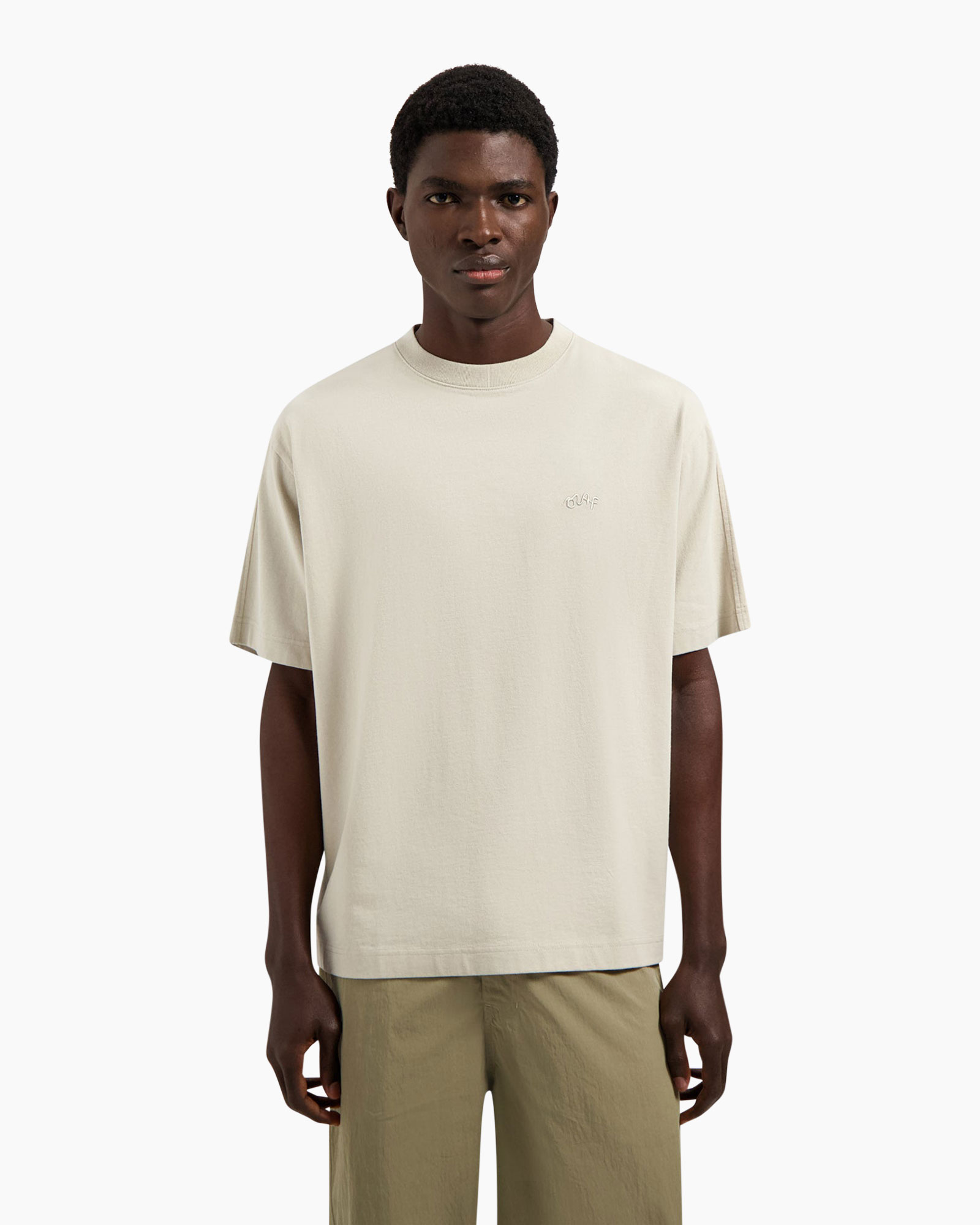 t-shirt, nekhals, korte mouw, beige, basiskleding