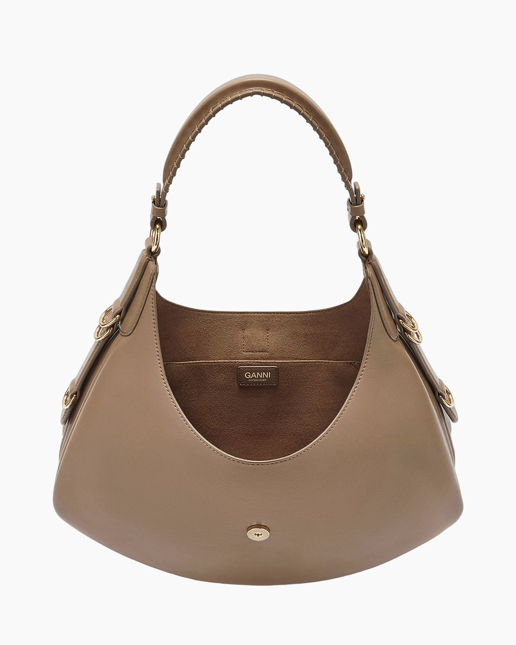 handbag, tote, brown, leather, gold hardware