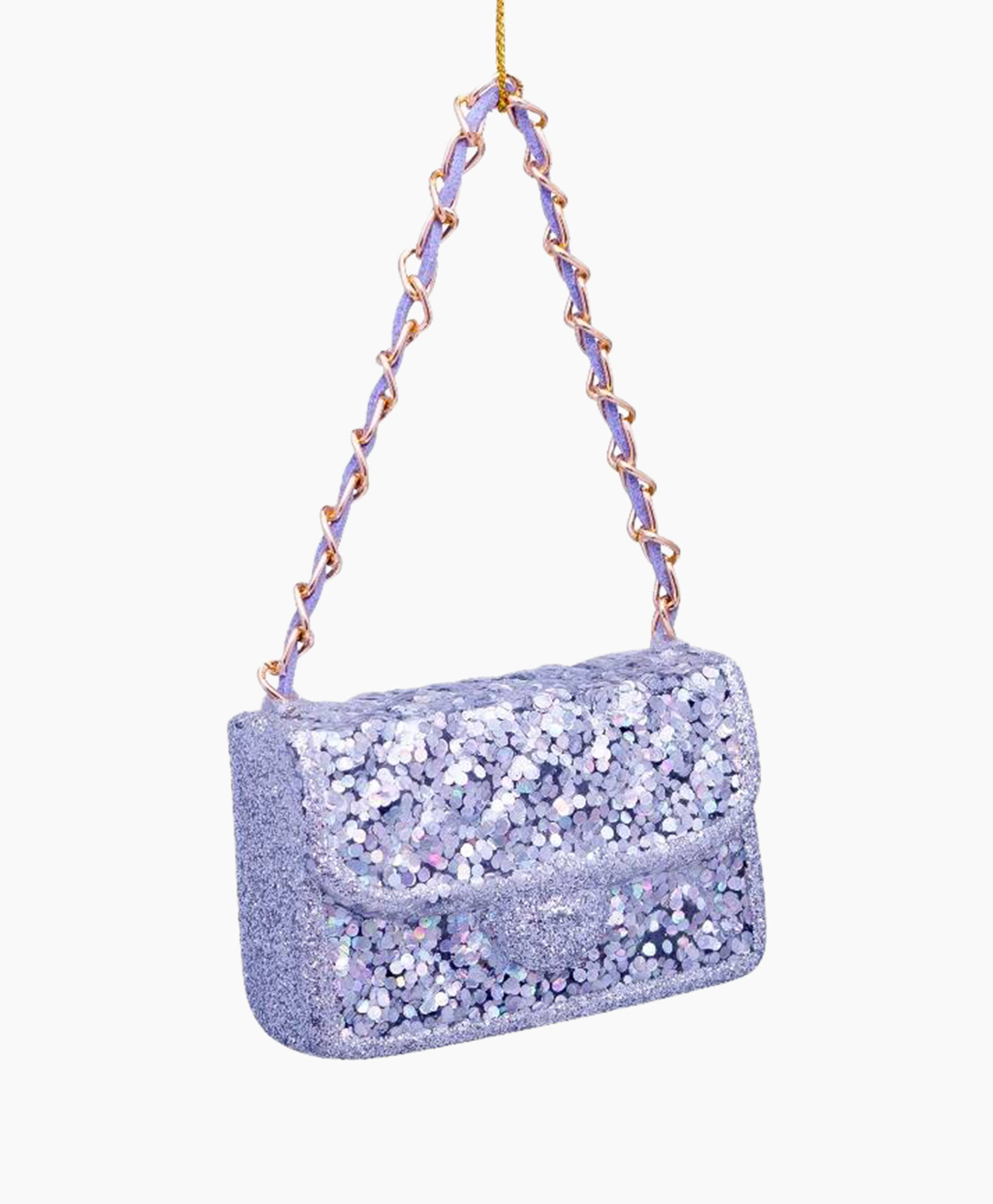 Diversen Ornament Glass Silver Glitter Fashion Bag Zilver