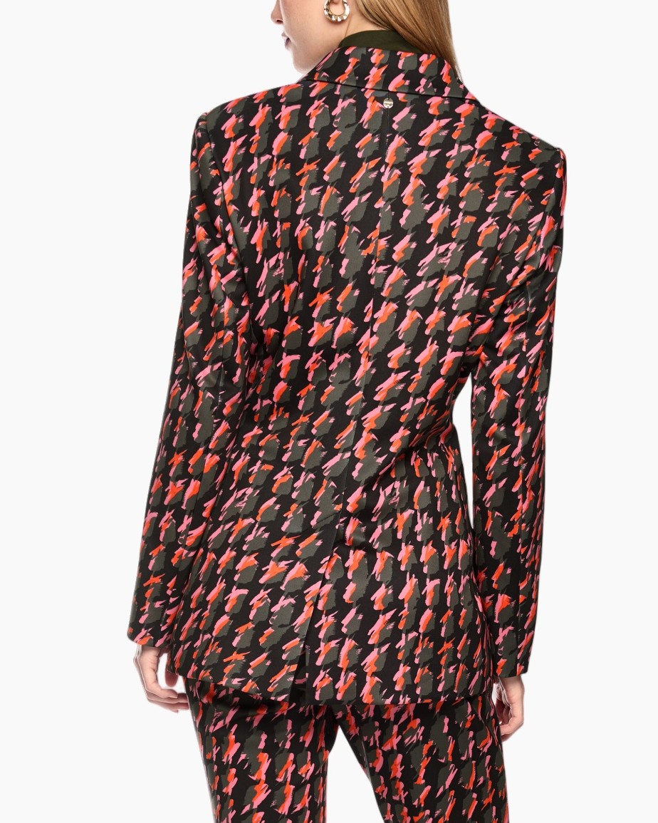 blazer, jacket, patroon, multikleur, revers