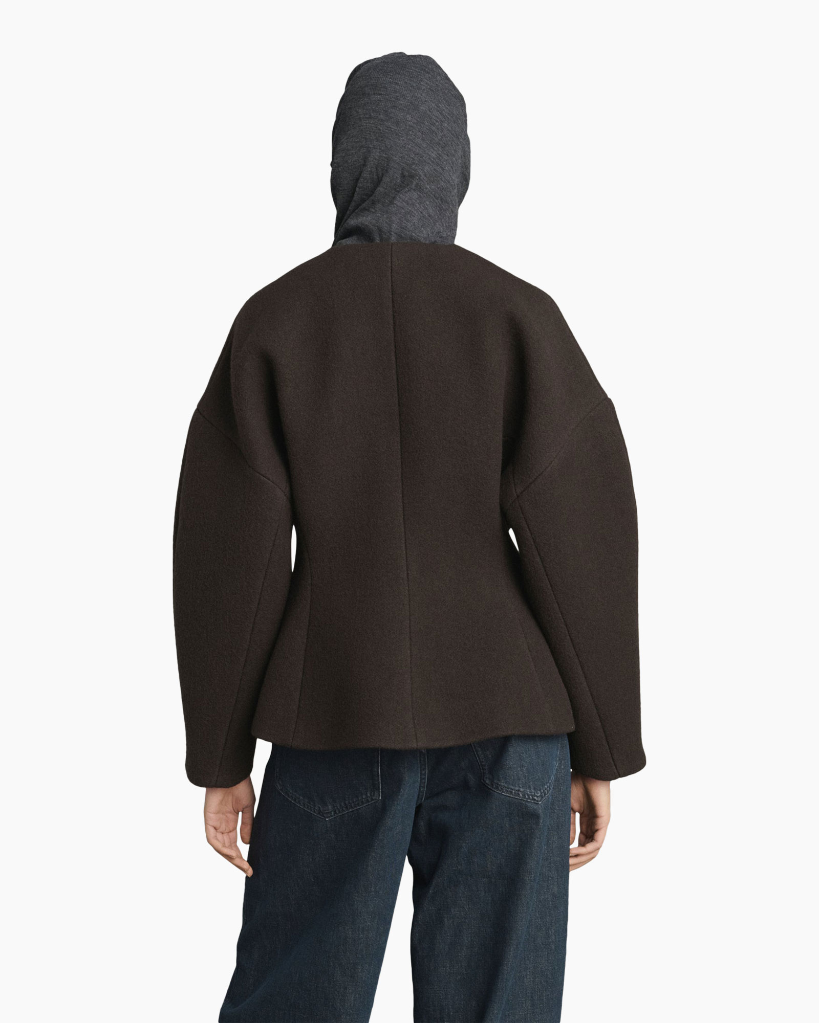 hooded, jas, bruin, oversized, zakken