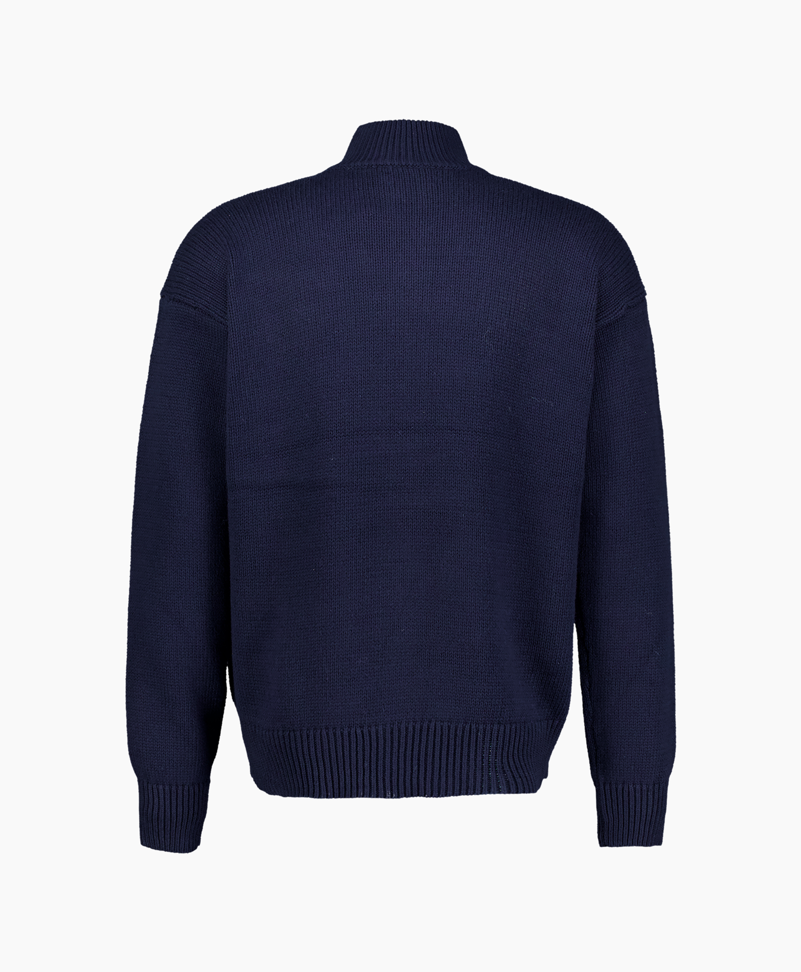 pullover, norenkraag, halflengte-ritssluiting, breisel, logo-geweerd