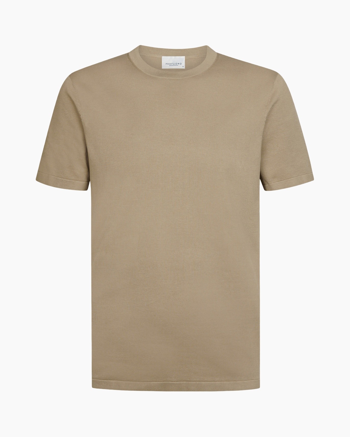 t-shirt, korte mouwen, beige, kraagloze hals, katoen