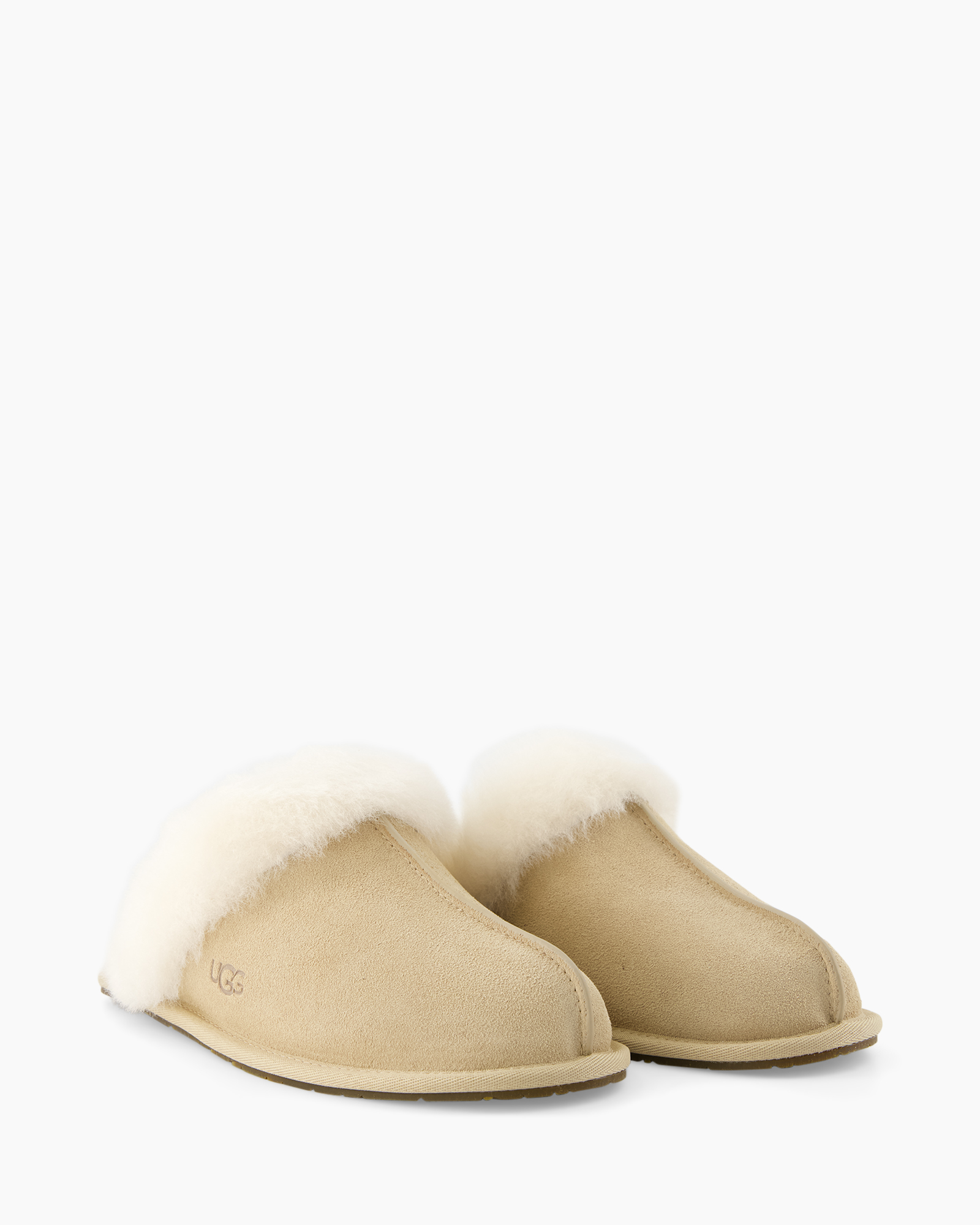 slippers, moccasin, shearling, beige, logo UGG