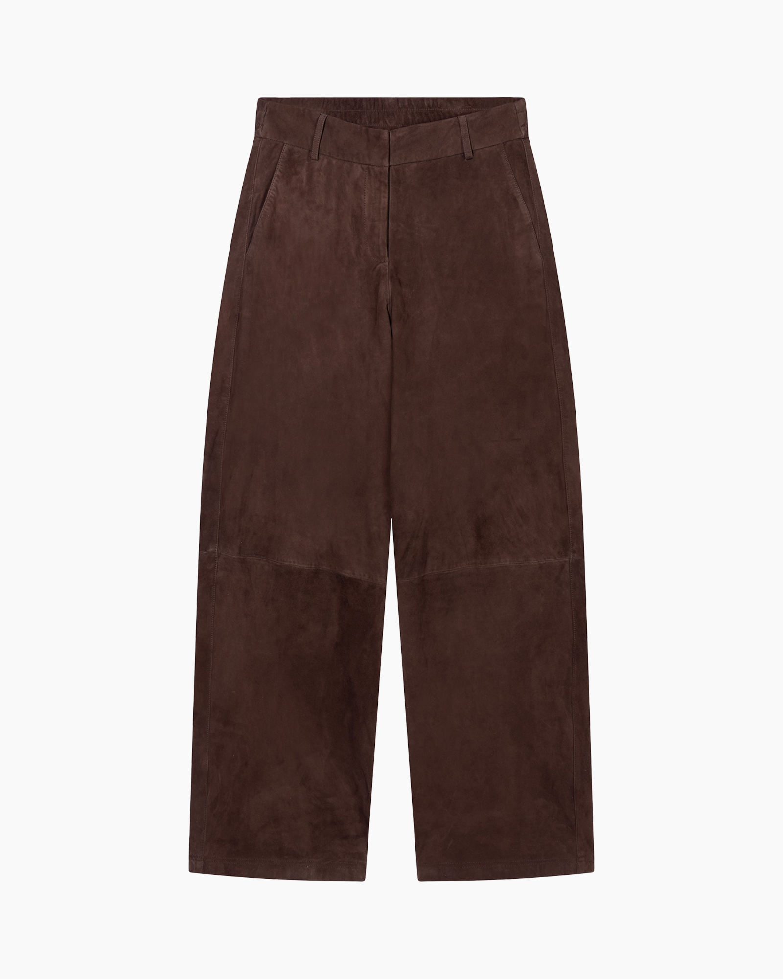 broek, tailleband, bruin, wijd uitlopend, corduroy