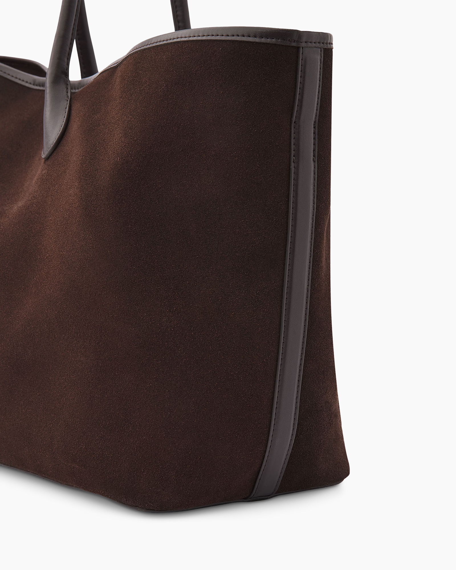 bruin, tas, tote, suede, handtas
