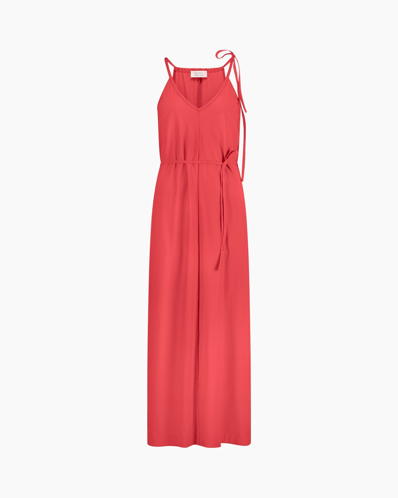 jurk, wrap, maxi-jong, rode, strappy