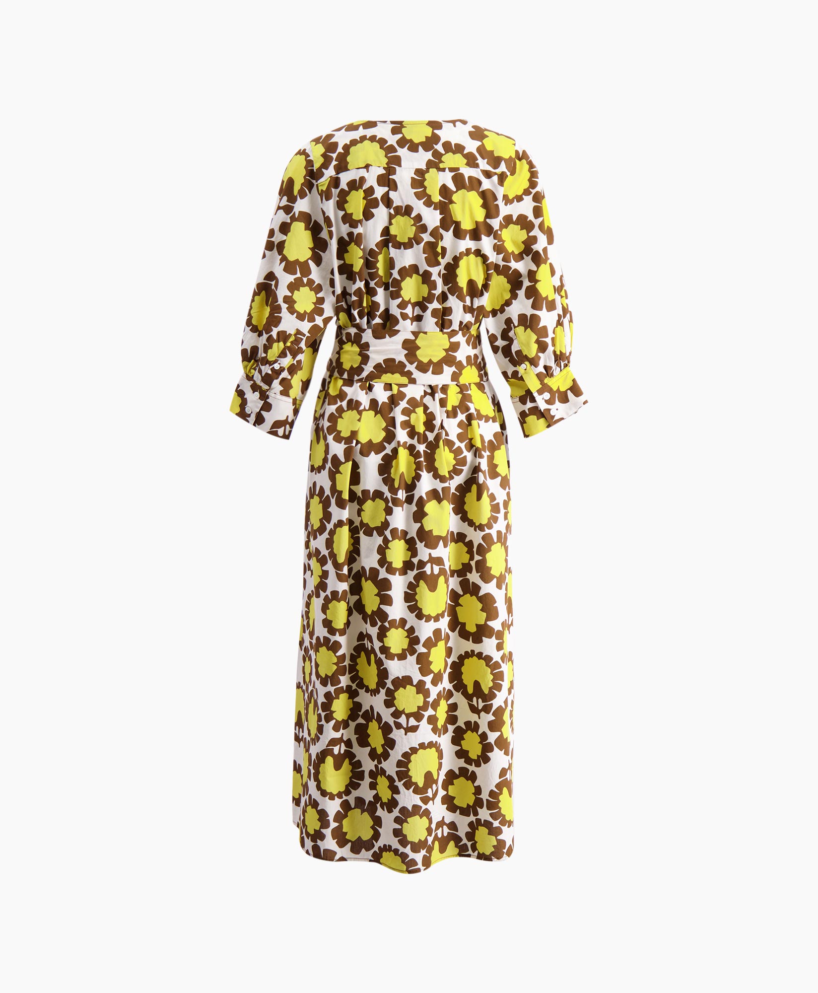 Zenggi Midi Jurk R01-1006-814 Geel dessin