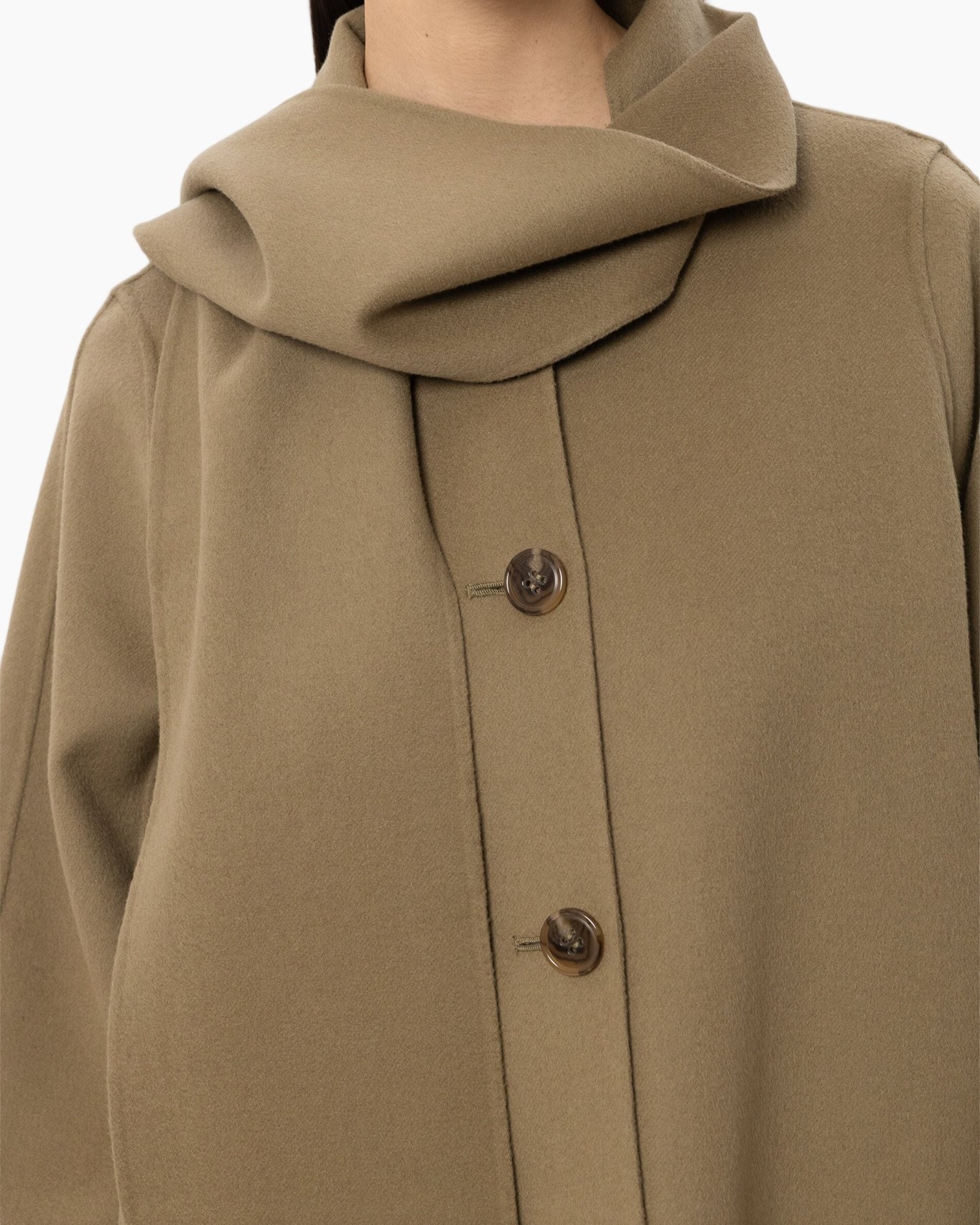 jas, knopen, sjaalkraag, beige, wolblend