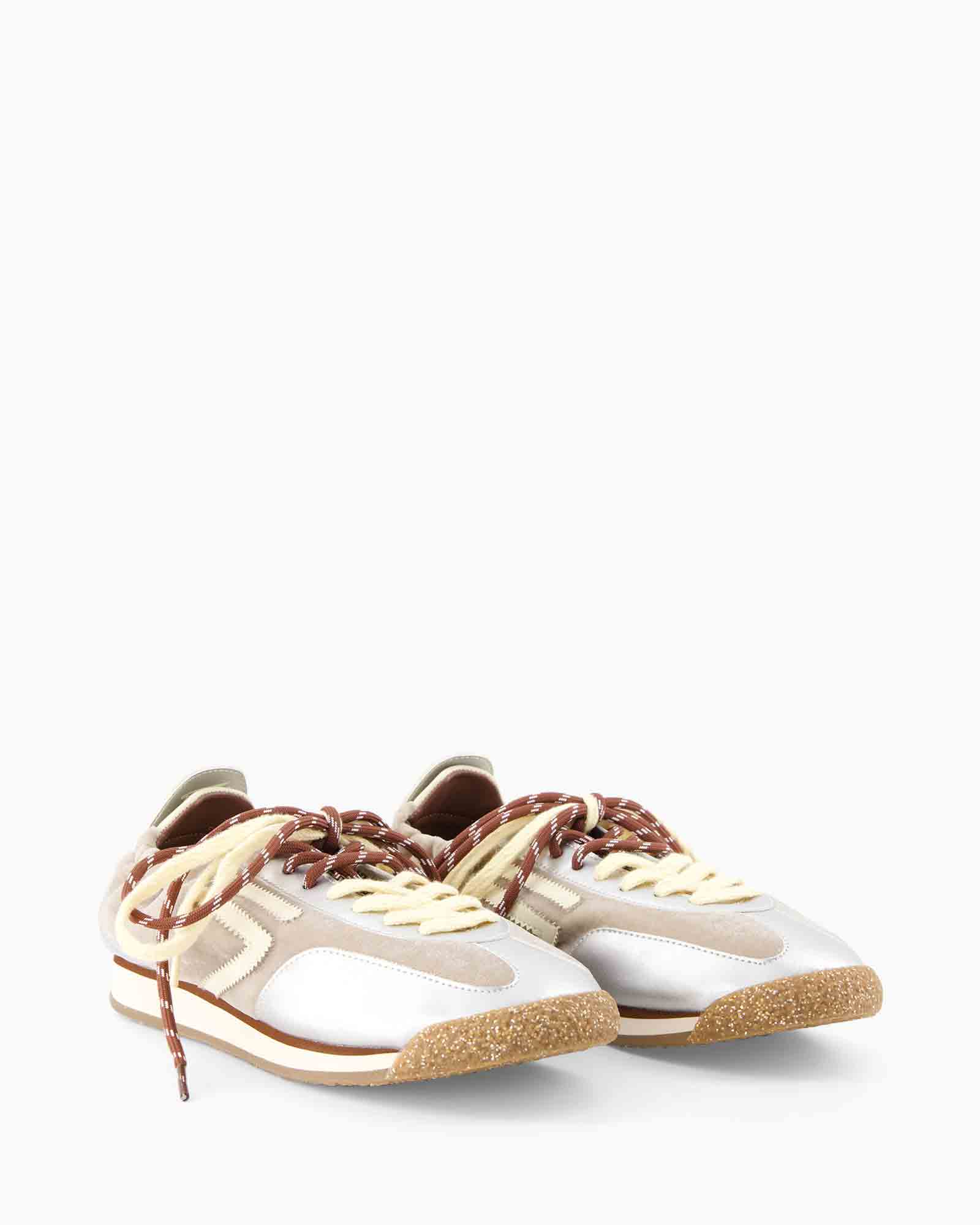 sneaker, veterschoen, canvas, tweekleurig, beige-wit