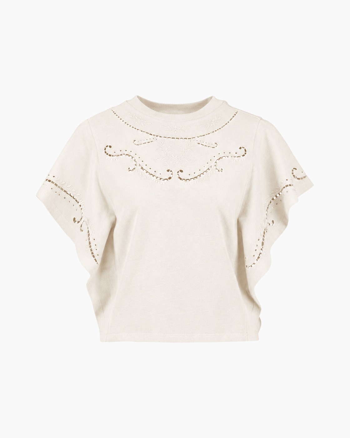 top, blouse, eyelet, borduursel, beige