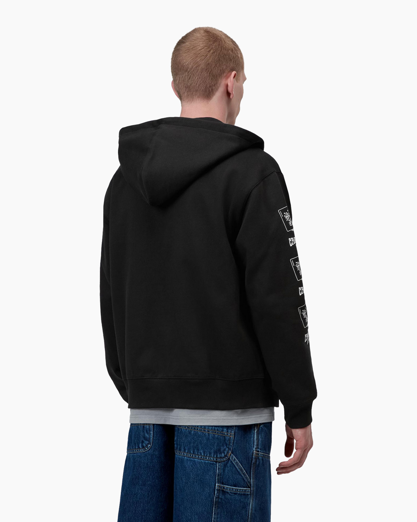hoodie, zwart, lange mouw, kap, grafische appliqué, sweatshirt