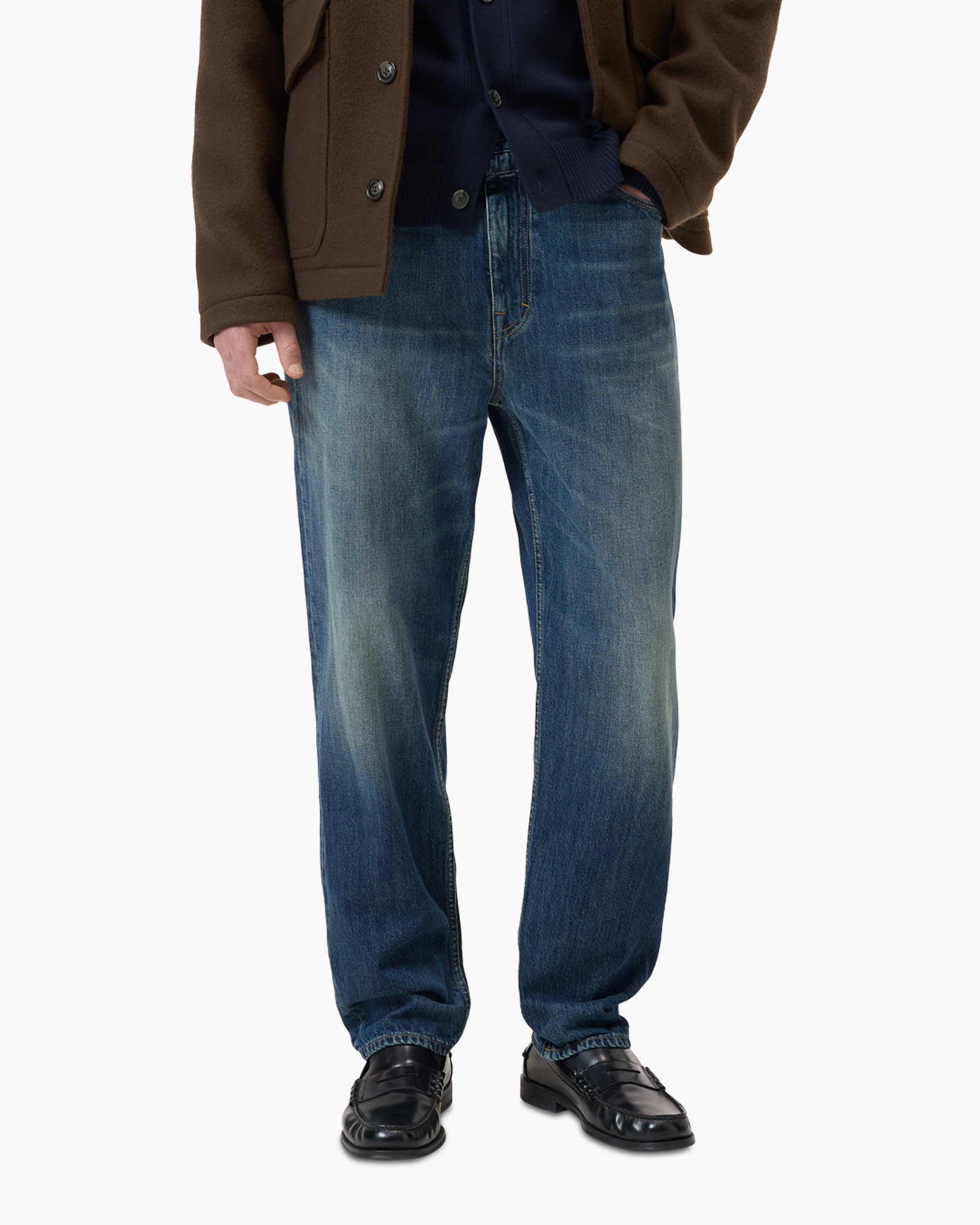 broek, blauwe jeans, versleten, ruime pasvorm, denim