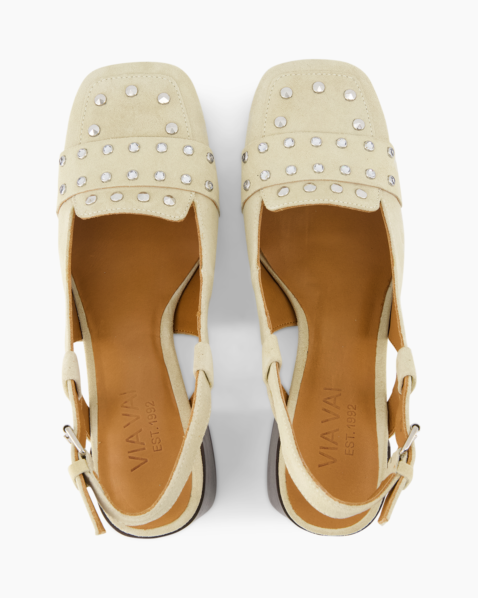 sandals, studs, open-back, ankle-strap, leather-like